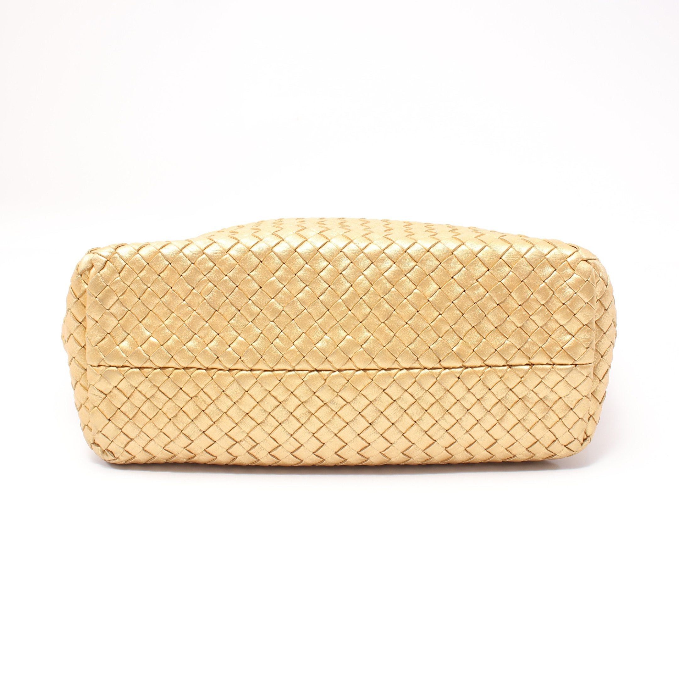 Bottega Veneta Bottega Veneta Hippopotamus Pm Intrecciato Handbag Tote Bag Leather Gold Size ONE SIZE - 9 Thumbnail