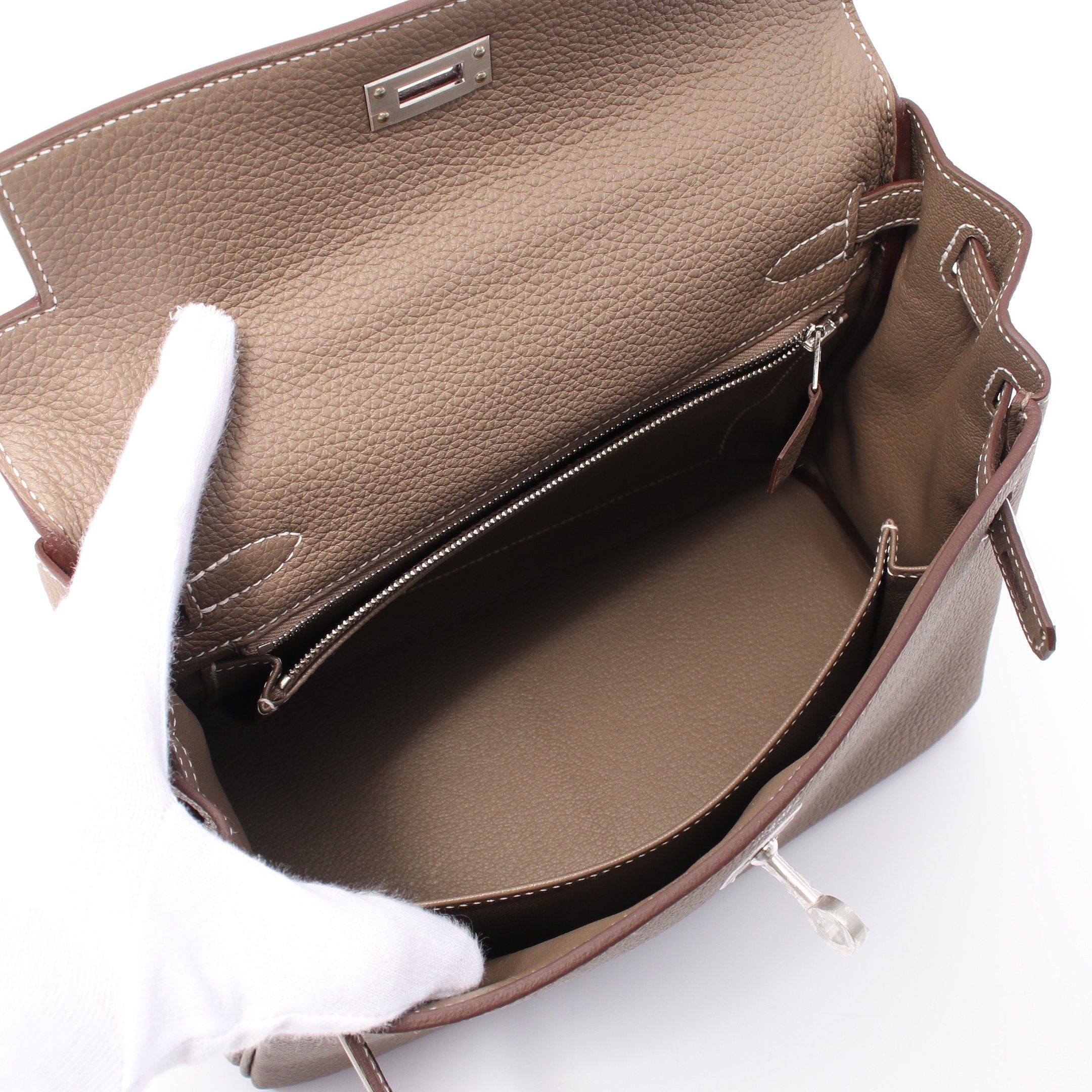 Hermes Hermes Kelly 25 Etoupe Handbag Togo Gray Brown Silver Hardware Inner Stitch K Stamp Size ONE SIZE - 3 Thumbnail