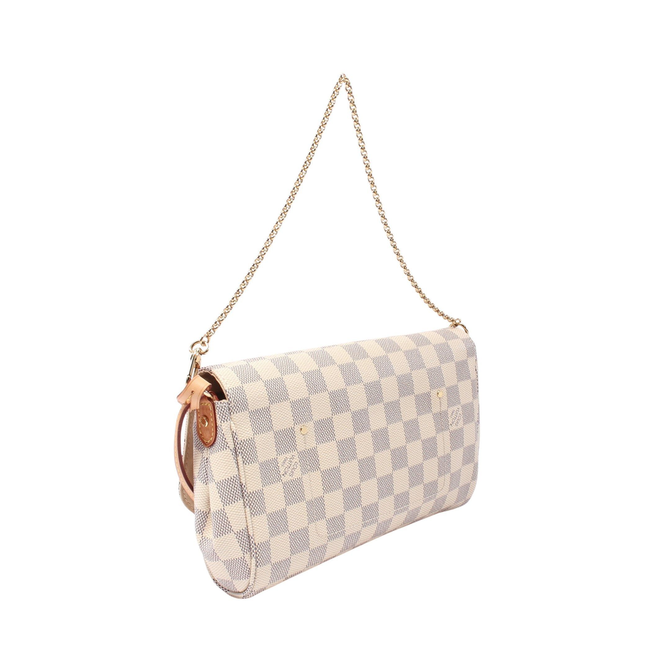 Louis Vuitton Louis Vuitton Favorite Mm Damier Azur Chain Handbag Leather White Size ONE SIZE - 2 Thumbnail