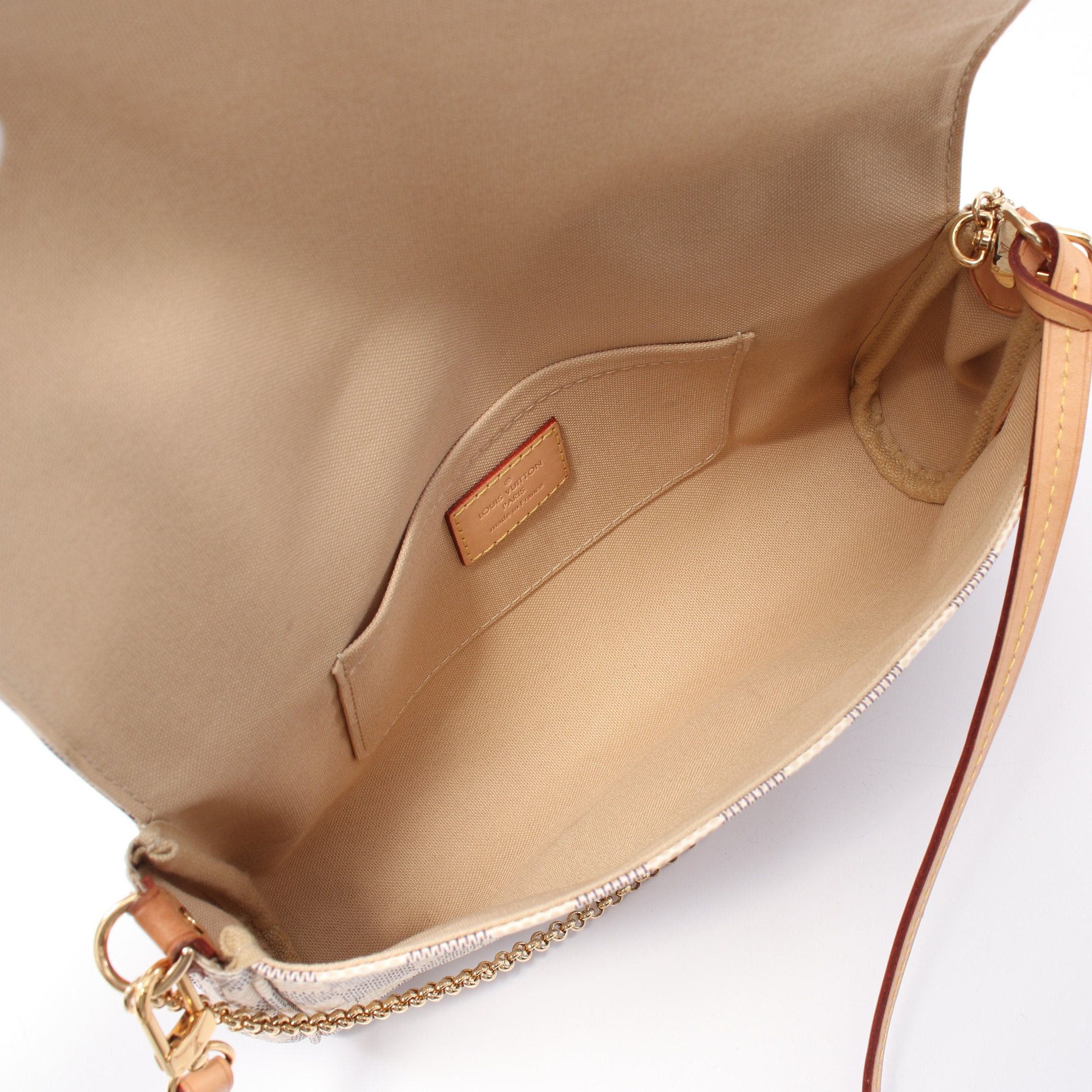 Louis Vuitton Louis Vuitton Favorite Mm Damier Azur Chain Handbag Leather White Size ONE SIZE - 3 Thumbnail