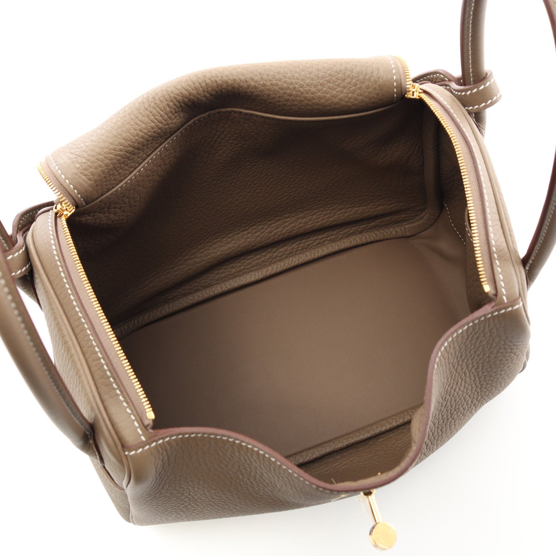 Hermes Hermes Lindy 26 Shoulder Bag Clemence Leather Gray Brown Gold Hardware K Stamp Size ONE SIZE - 3 Thumbnail