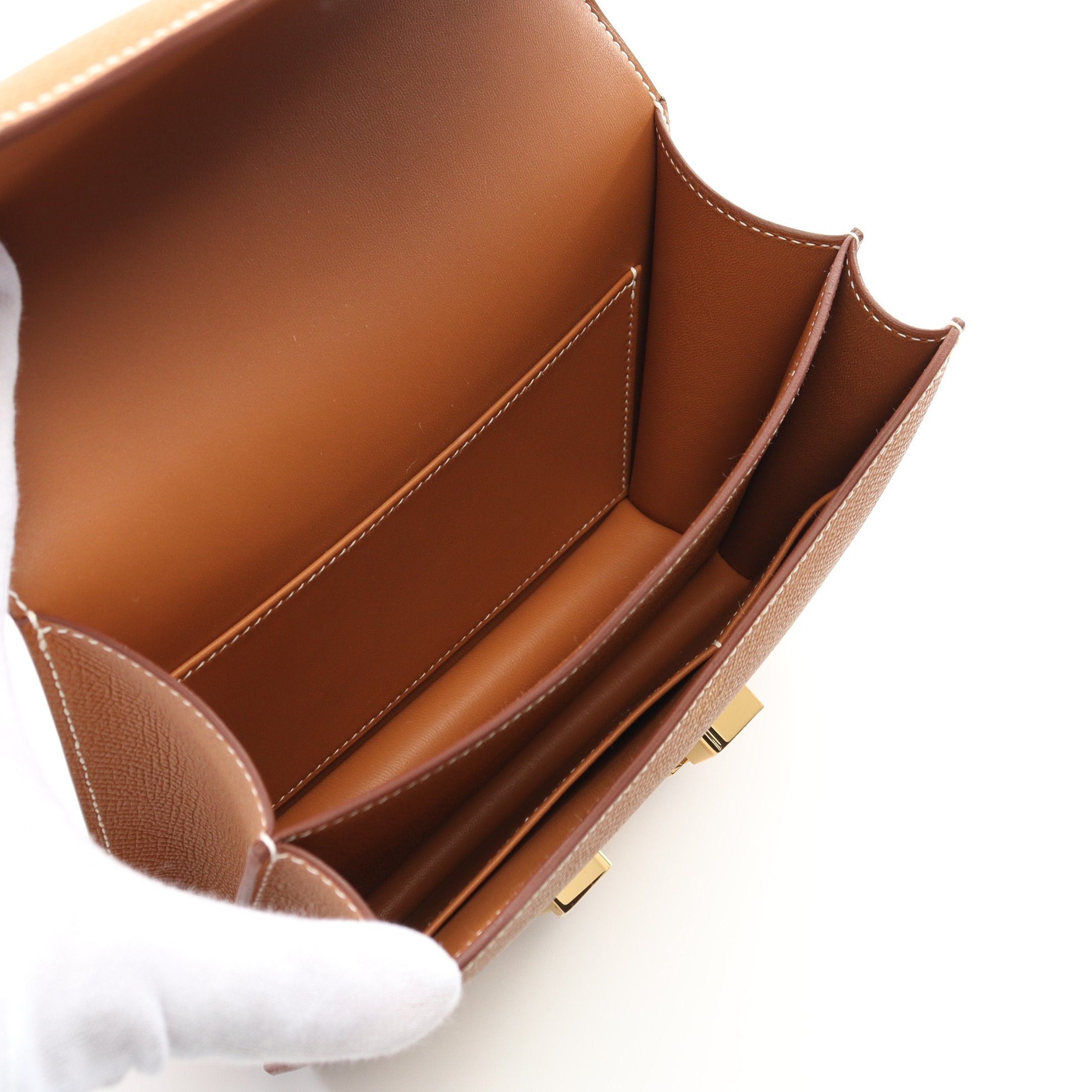 Hermes Hermes Constance 3 Mini Gold Shoulder Bag Veau Epsom Light Brown Hardware Double Engraved Size ONE SIZE - 3 Thumbnail