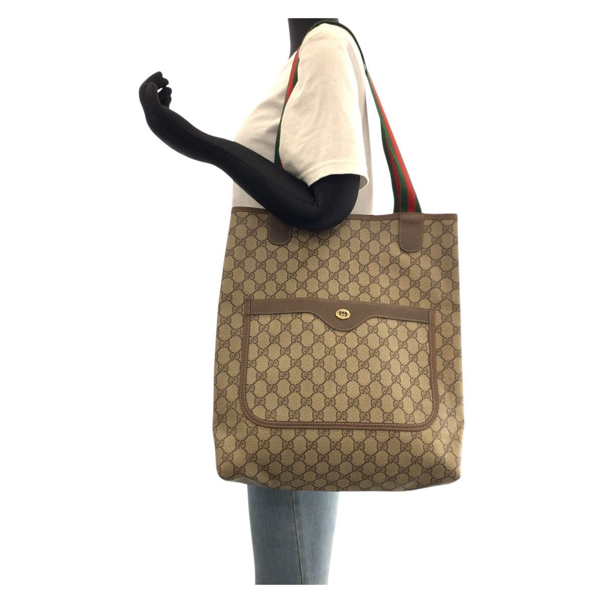 Gucci Gucci Gucci GG Supreme Canvas/Leather Old Gucci Sheline 2way Tote Bag/Shoulder Bag 39 02 003 Canvas Shoulder Bag 39 02 003 DUTY FREE for USA Size ONE SIZE - 6 Thumbnail