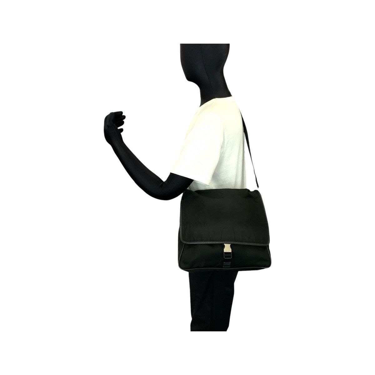 Prada Prada Prada Tessuto Triangle Logo Plate Nylon/Leather Shoulder Bag 502517 Leather Shoulder Bag DUTY FREE for USA Size ONE SIZE - 7 Thumbnail