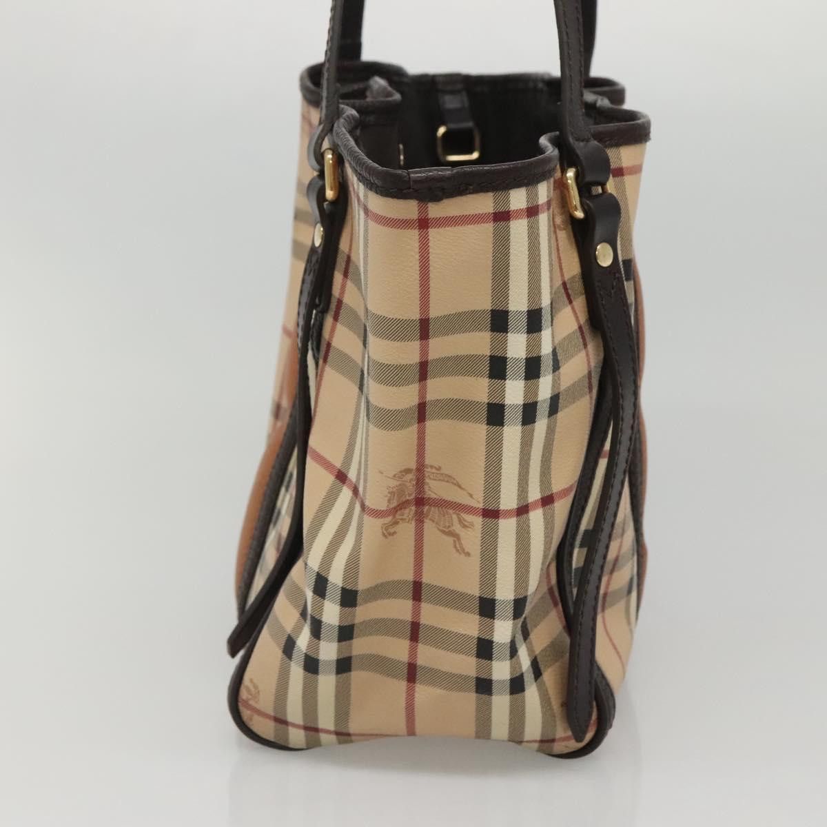 BURBERRY Nova Check Tote Bag PVC Leather Beige Brown Auth 117719