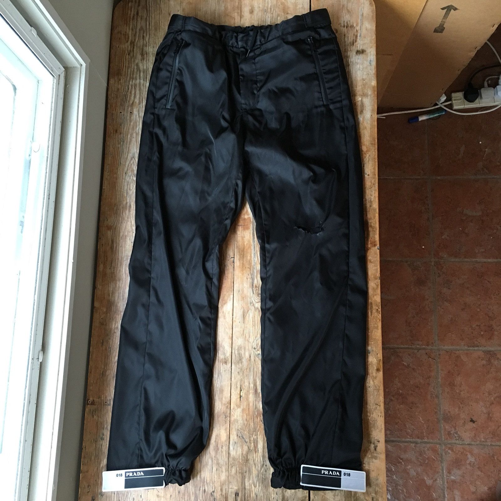 Prada Prada 018 Rubber Logo Garbadine Nylon Joggers Trousers Velcro 2018 Grailed