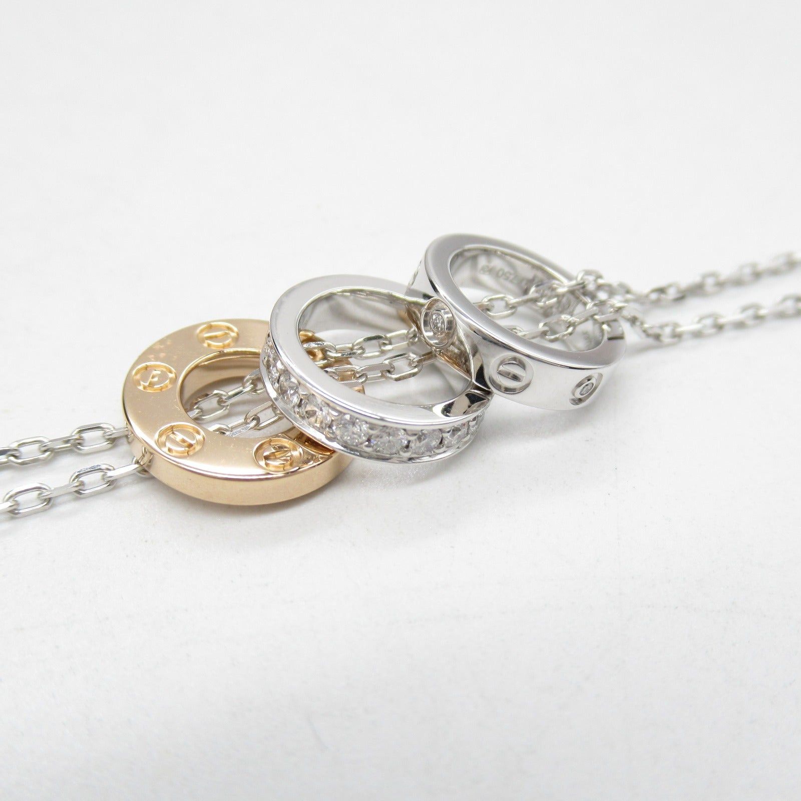 Cartier Cartier Love Necklace Three Hoops Diamond K18Wg (White Gold) K18Pg (Pink Clear Size ONE SIZE - 4 Thumbnail