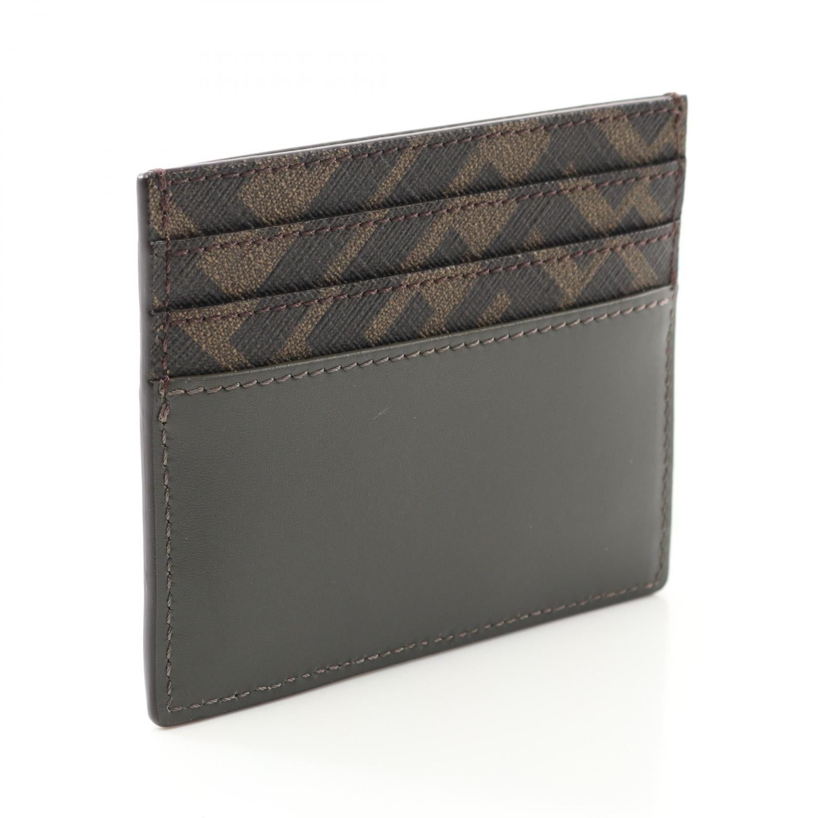 Fendi Fendi Ff Logo Card Case Leather Coated Canvas Green Brown Black Size ONE SIZE - 2 Thumbnail