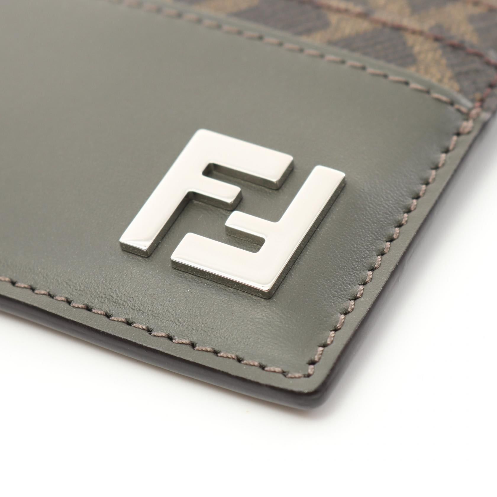 Fendi Fendi Ff Logo Card Case Leather Coated Canvas Green Brown Black Size ONE SIZE - 5 Thumbnail