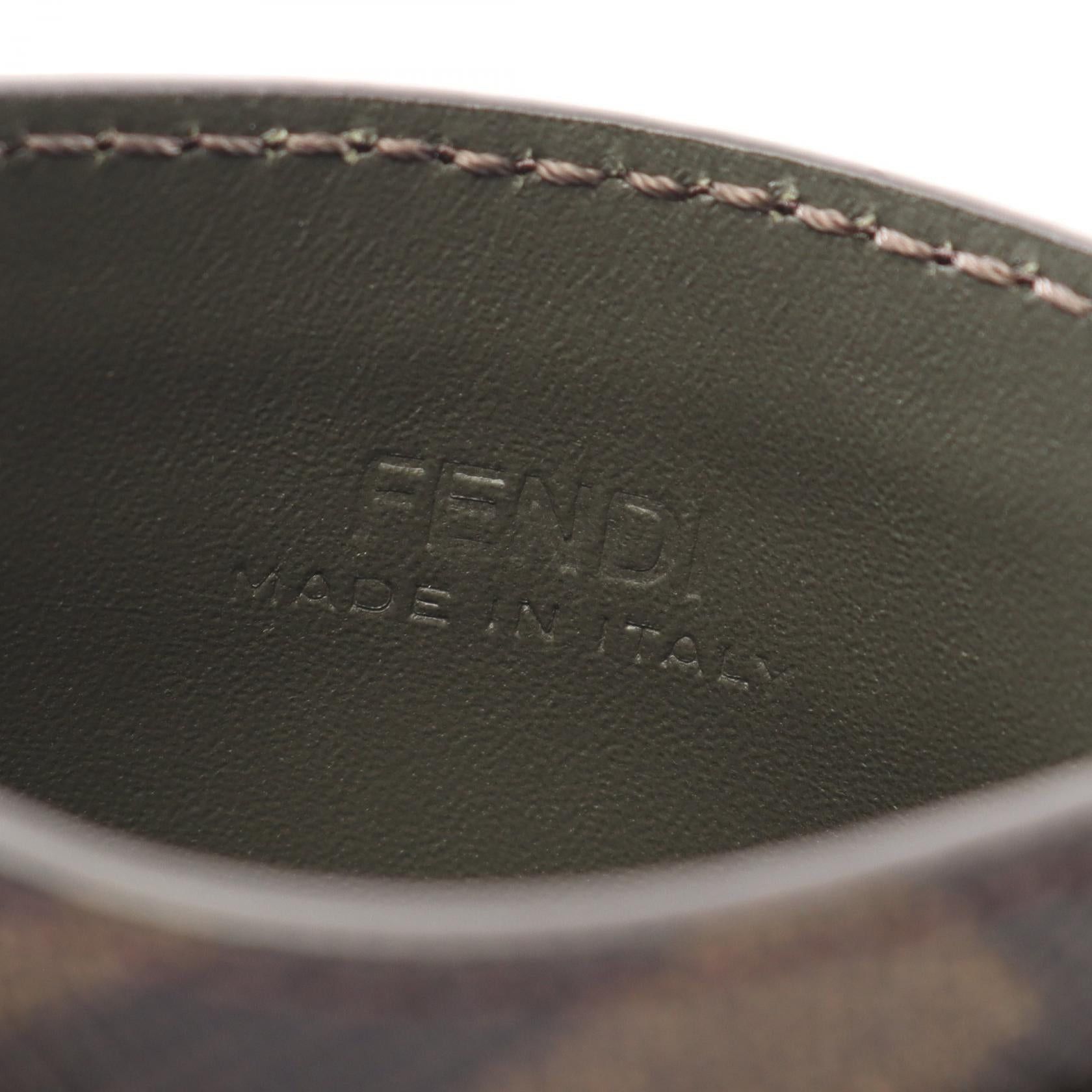 Fendi Fendi Ff Logo Card Case Leather Coated Canvas Green Brown Black Size ONE SIZE - 4 Thumbnail