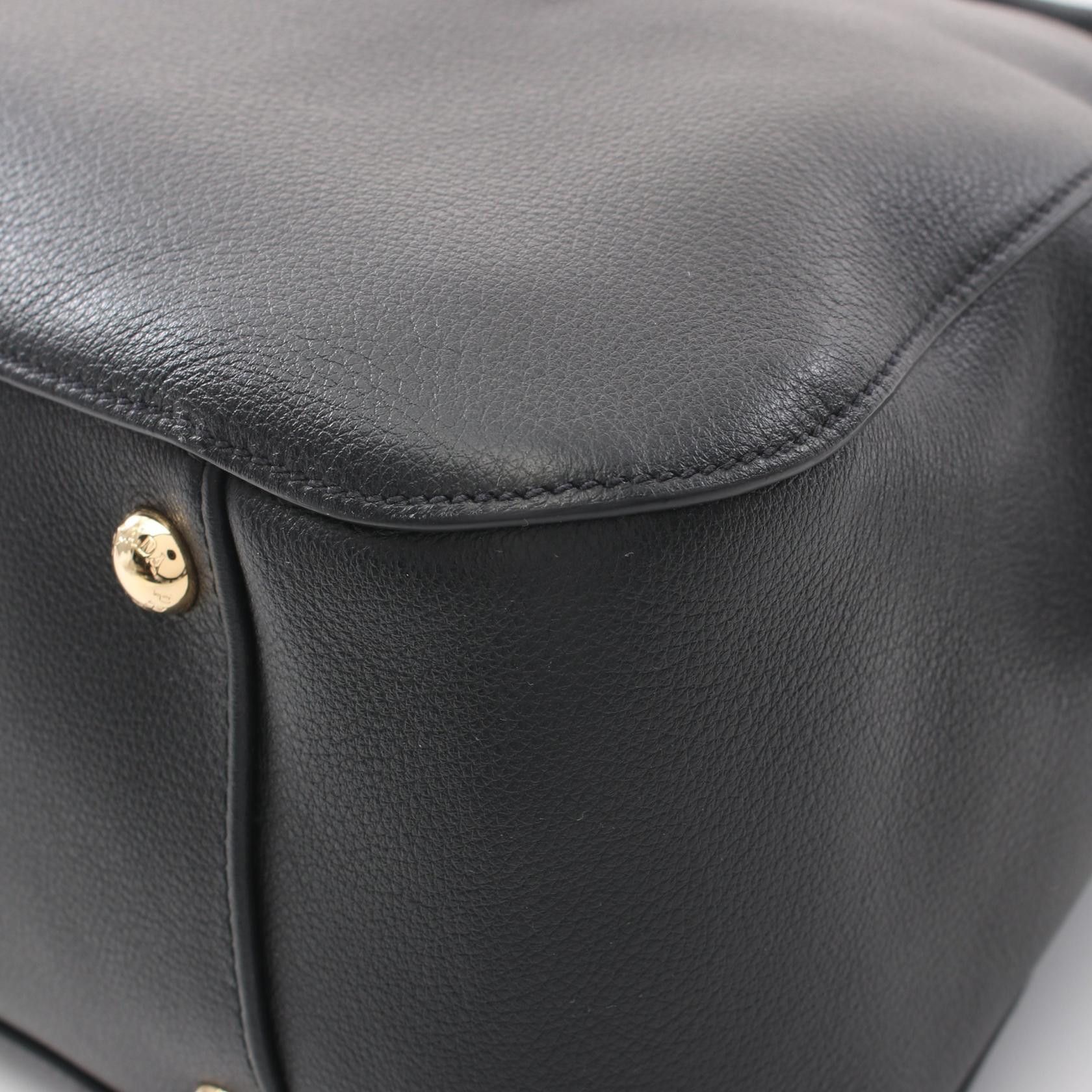 Prada Prada Soft Grain Handbag Tote Bag Leather Black Size ONE SIZE - 6 Thumbnail