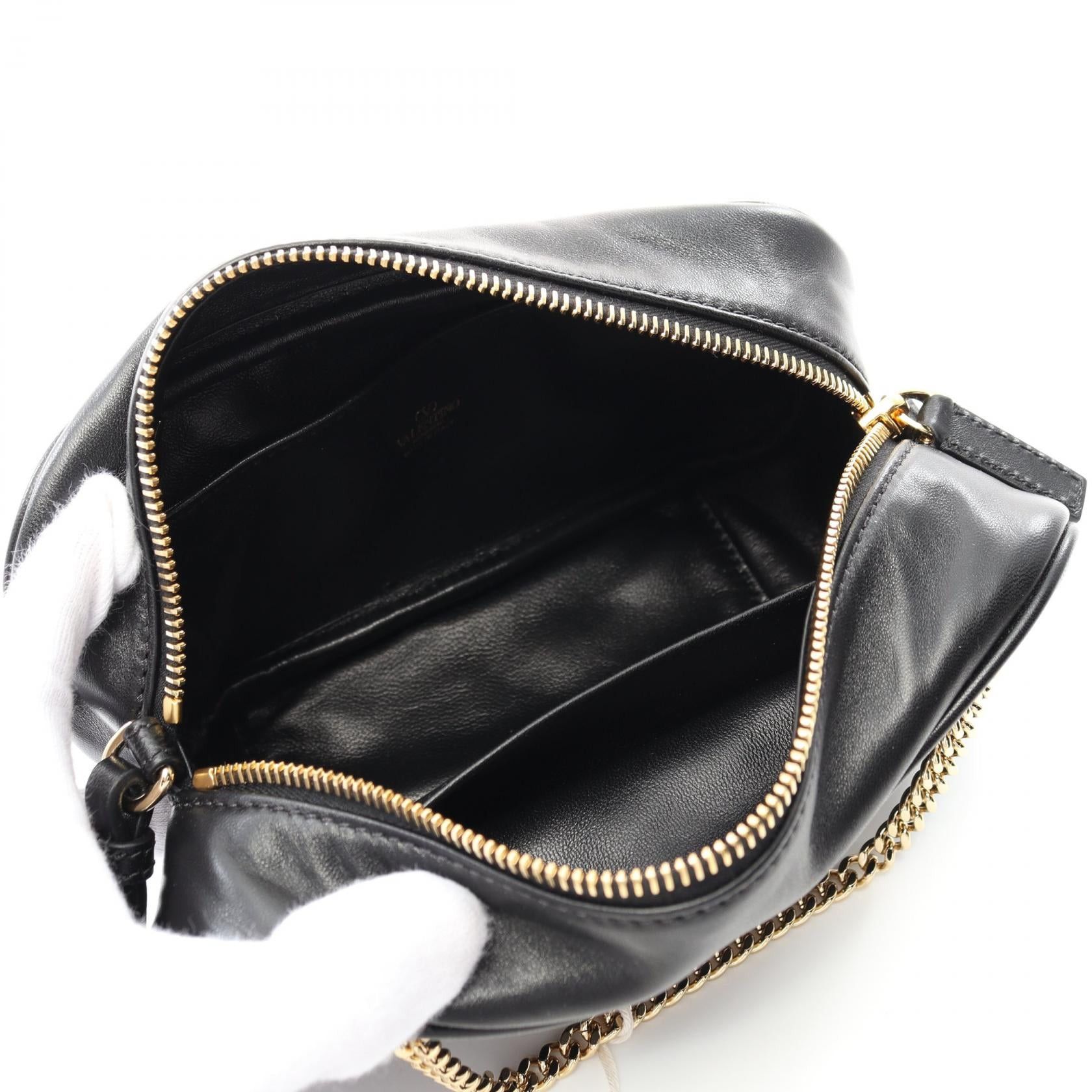 Valentino Valentino V Logo Handbag Leather Black Size ONE SIZE - 3 Thumbnail