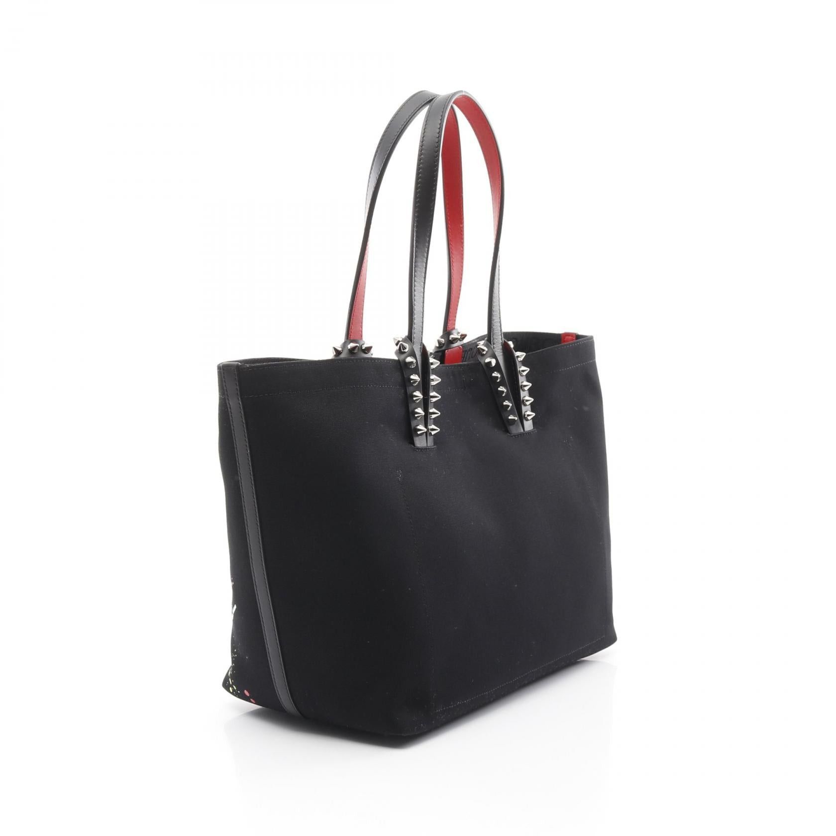 Christian Louboutin Christian Louboutin Cabata Beach Bag Small Handbag Tote Canvas Leather Black Multicolor Size ONE SIZE - 2 Thumbnail