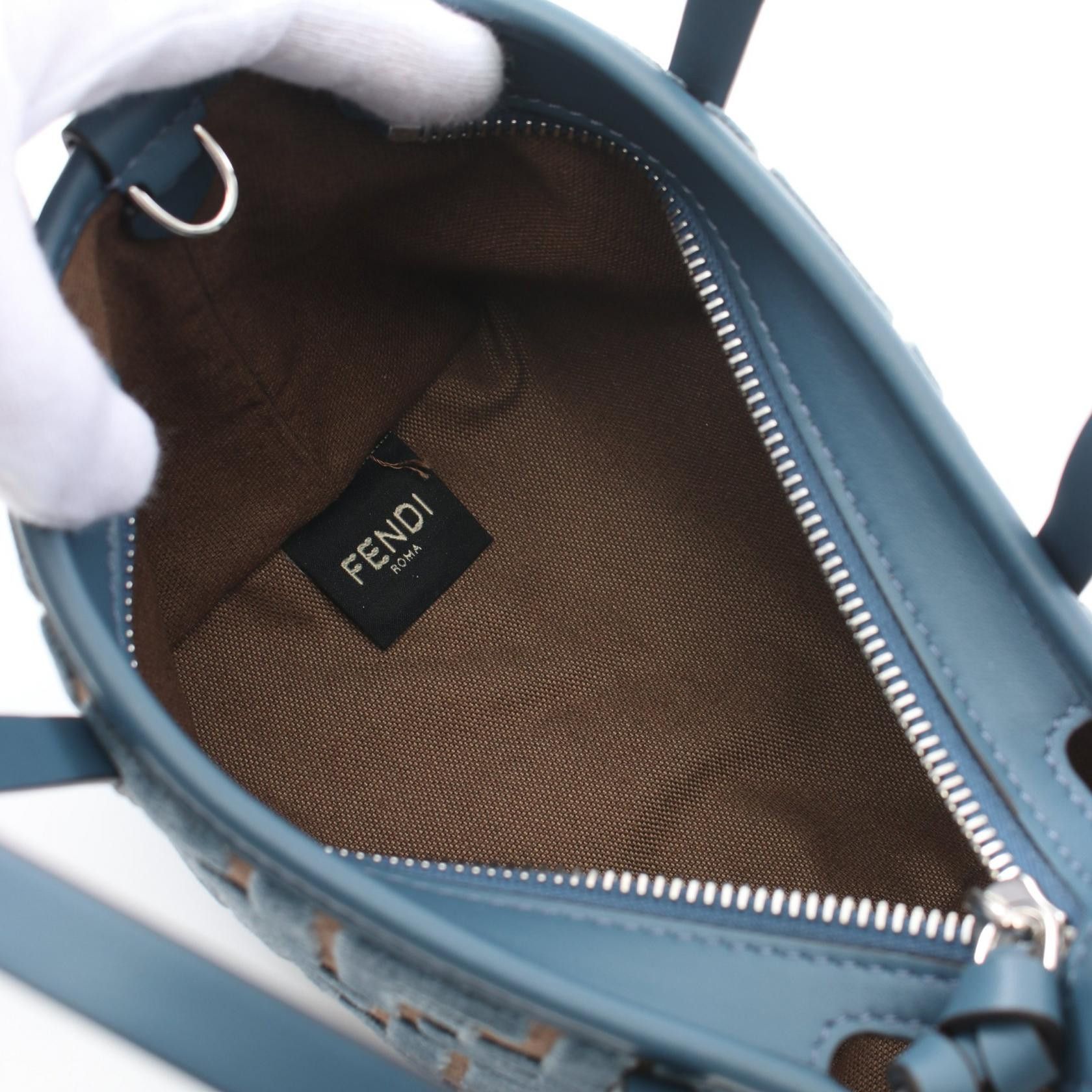 Fendi Fendi Roll Mini Handbag Tote Bag Fabric Canvas Leather Green Brown Size ONE SIZE - 3 Thumbnail