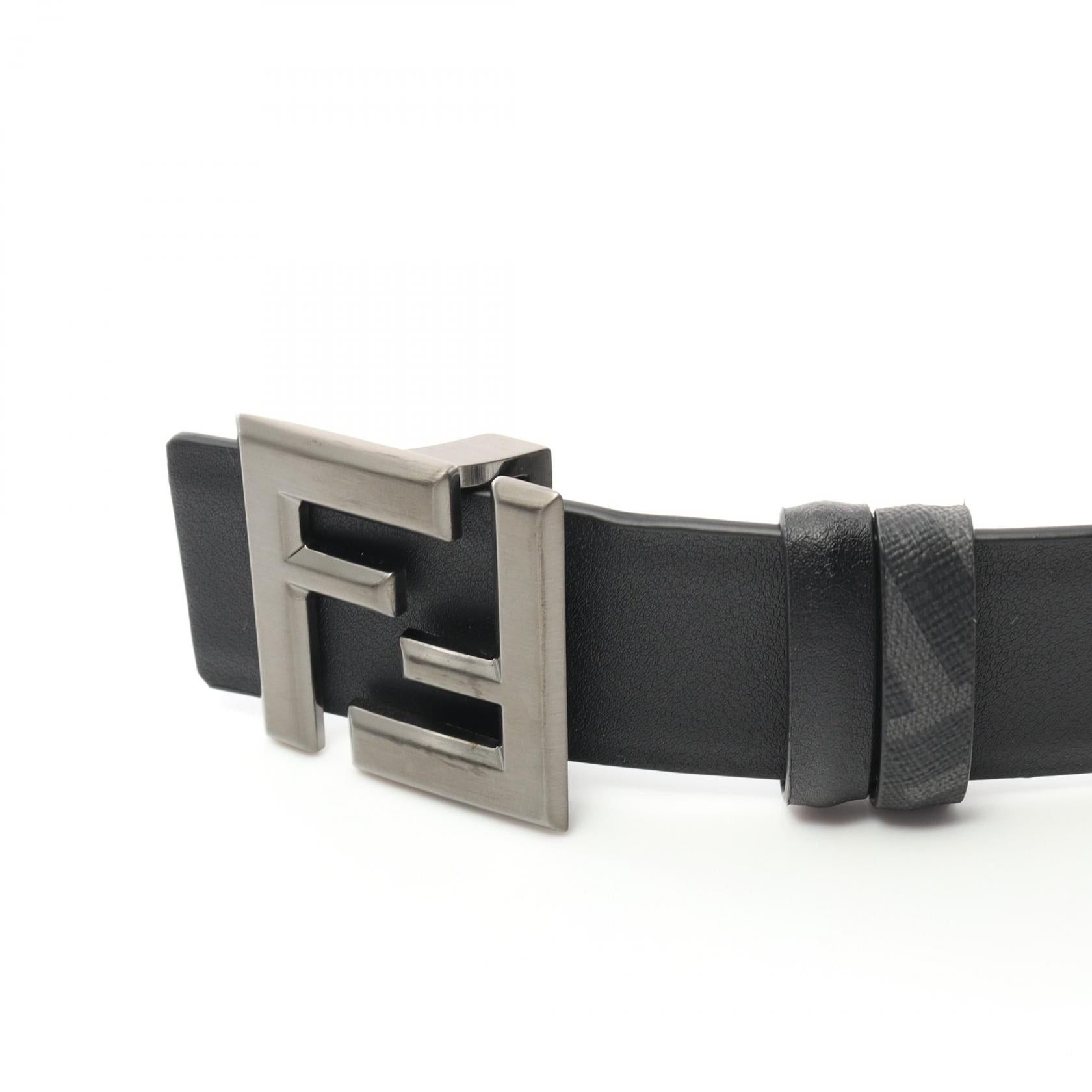 Fendi Fendi Ff Logo Belt Leather Coated Canvas Black Gray Size ONE SIZE - 2 Thumbnail