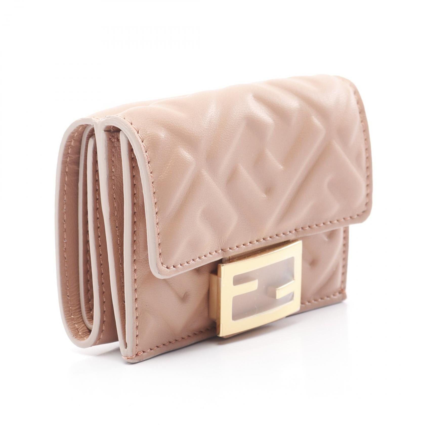 Fendi Fendi Micro Trifold Wallet Leather Pink Size ONE SIZE - 2 Thumbnail