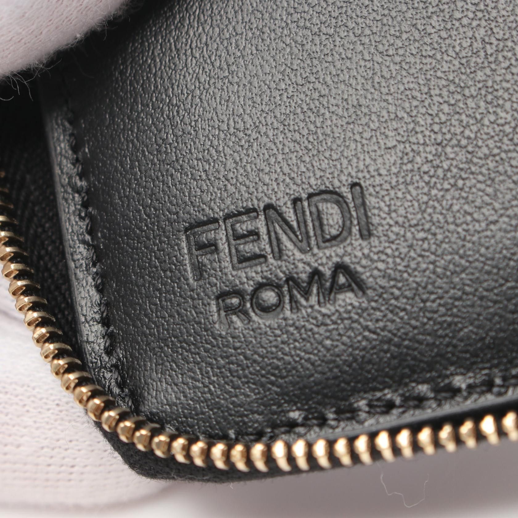Fendi Fendi Ff Diamond Round Zipper Wallet Leather Black Size ONE SIZE - 5 Thumbnail