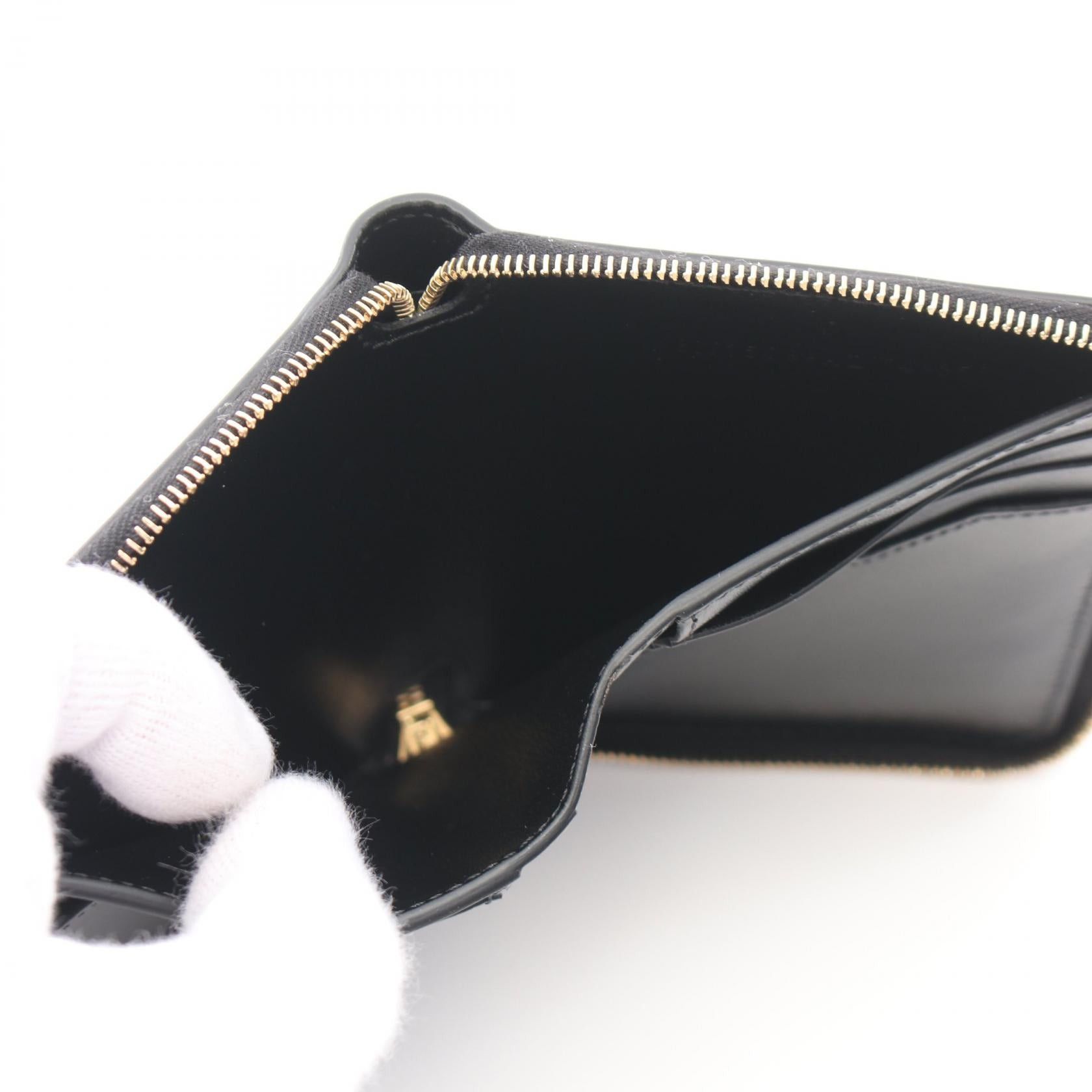 Fendi Fendi Ff Diamond Round Zipper Wallet Leather Black Size ONE SIZE - 4 Thumbnail