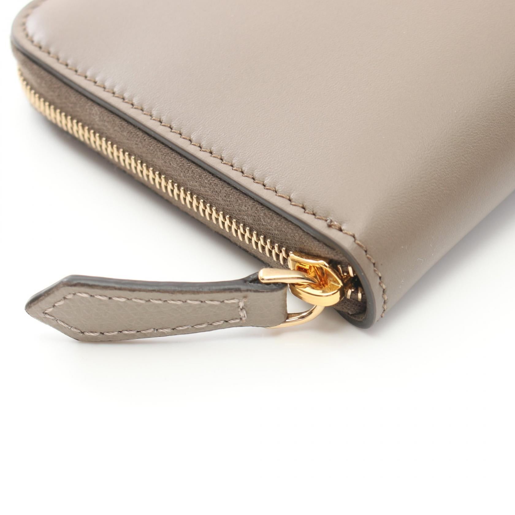 Fendi Fendi Ff Diamond Round Zipper Wallet Leather Brown Size ONE SIZE - 6 Thumbnail