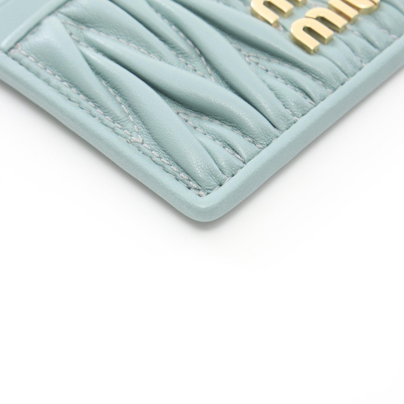 Miu Miu Miu Miu Matelasse Card Case Leather Green Size ONE SIZE - 5 Thumbnail