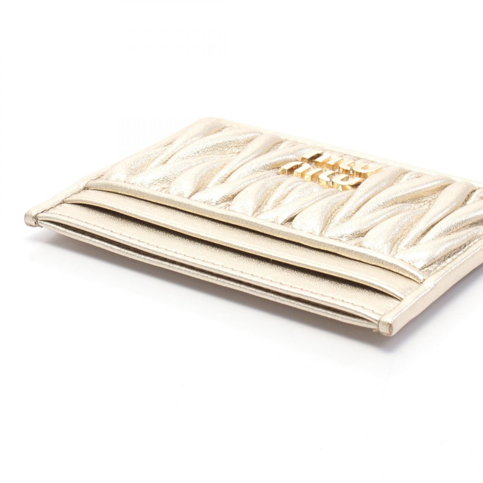 Miu Miu Miu Miu Matelasse Card Case Leather Gold Size ONE SIZE - 3 Thumbnail