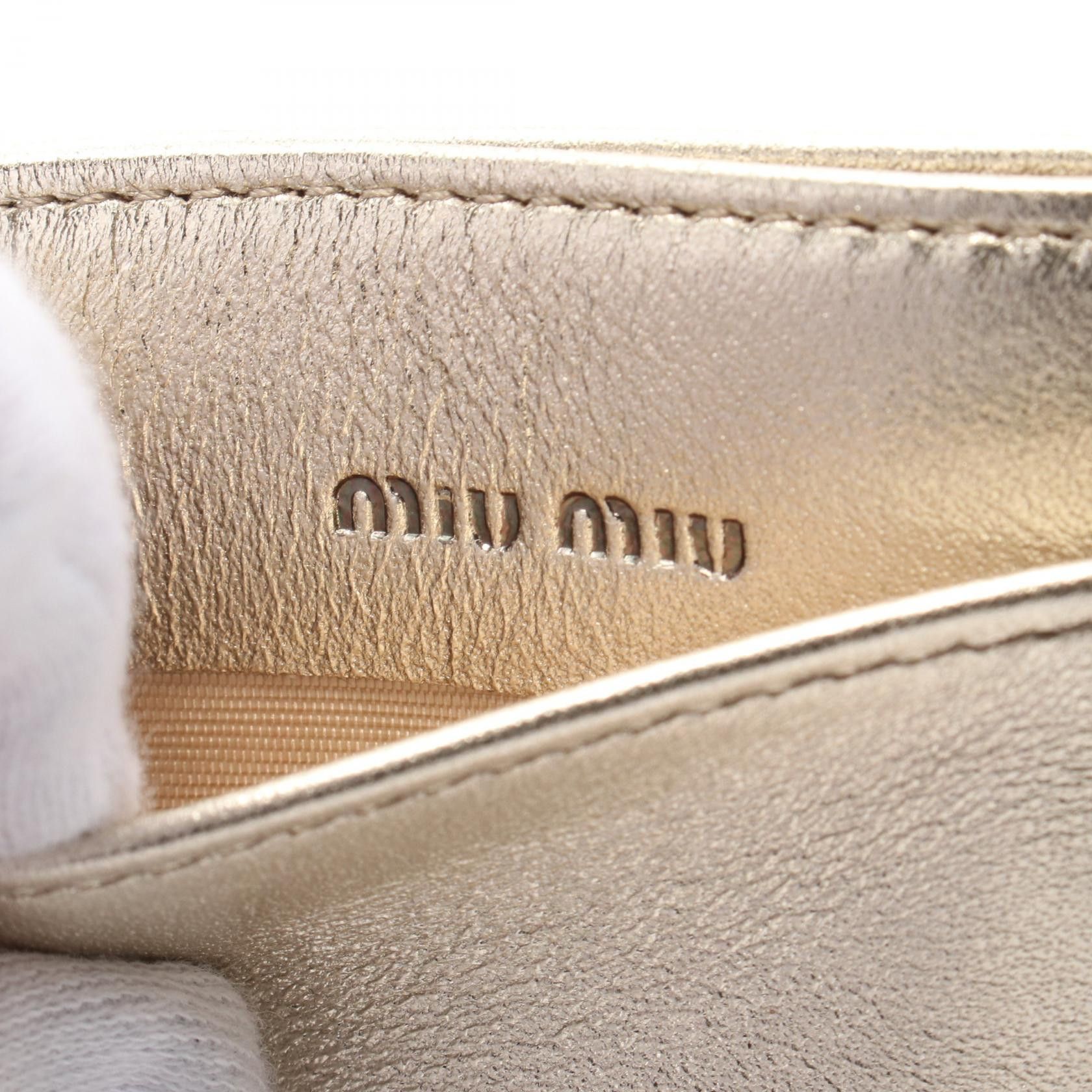 Miu Miu Miu Miu Matelasse Card Case Leather Gold Size ONE SIZE - 4 Thumbnail