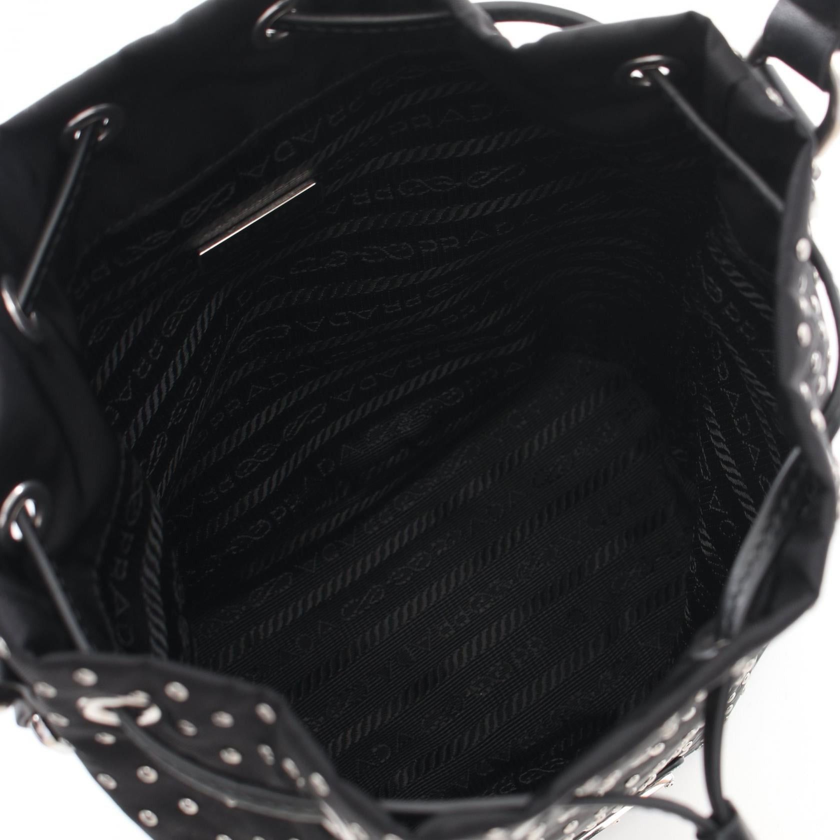 Prada Prada Studs Handbag Nylon Black Size ONE SIZE - 3 Thumbnail
