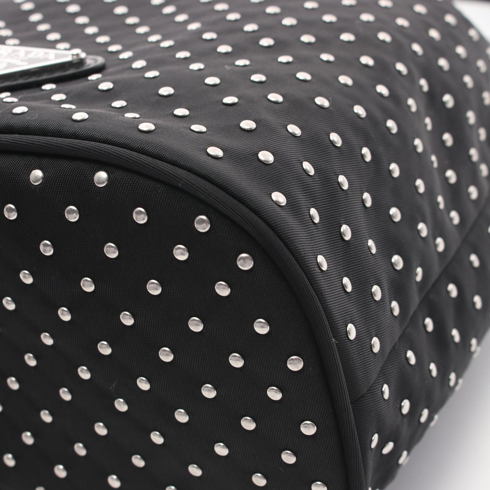 Prada Prada Studs Handbag Nylon Black Size ONE SIZE - 5 Thumbnail