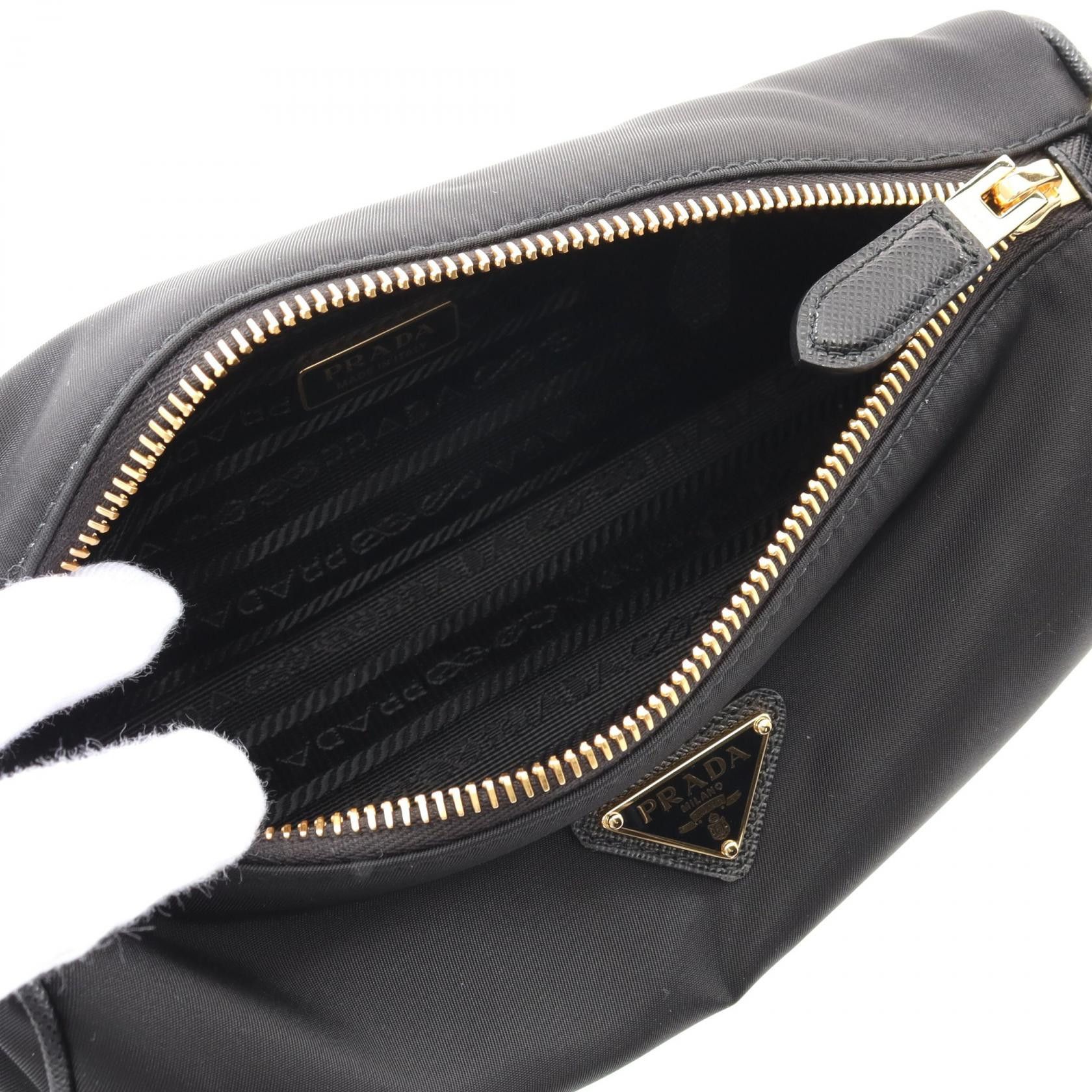 Prada Prada Re-Nylon Pouch Shoulder Bag Nylon Saffiano Leather Black Size ONE SIZE - 3 Thumbnail