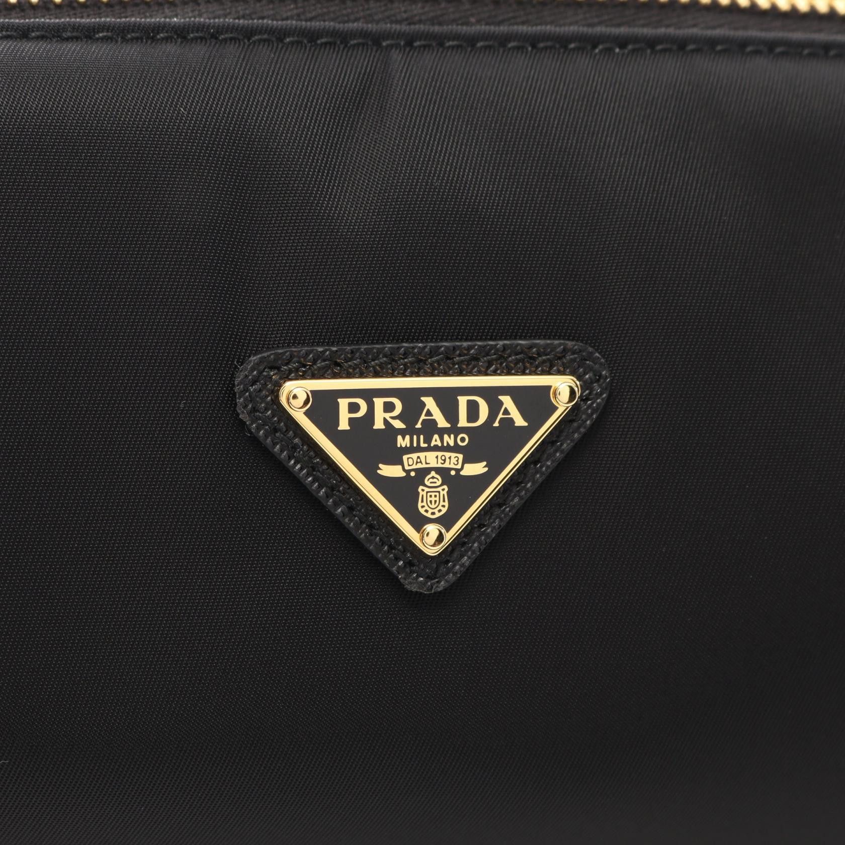 Prada Prada Re-Nylon Pouch Shoulder Bag Nylon Saffiano Leather Black Size ONE SIZE - 6 Thumbnail