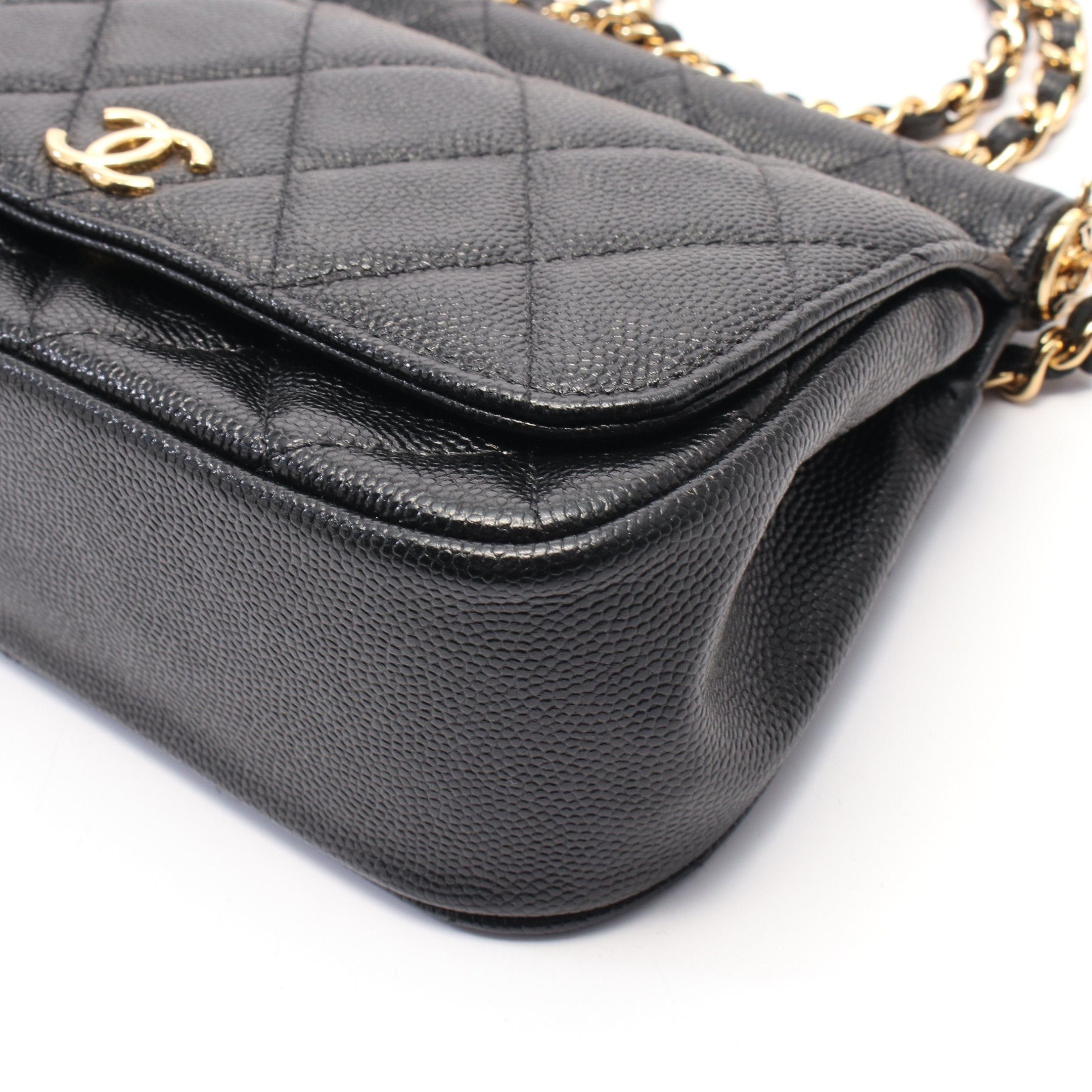 Chanel Chanel Matelasse Chain Shoulder Bag Caviar Skin Black Gold Hardware Size ONE SIZE - 6 Thumbnail