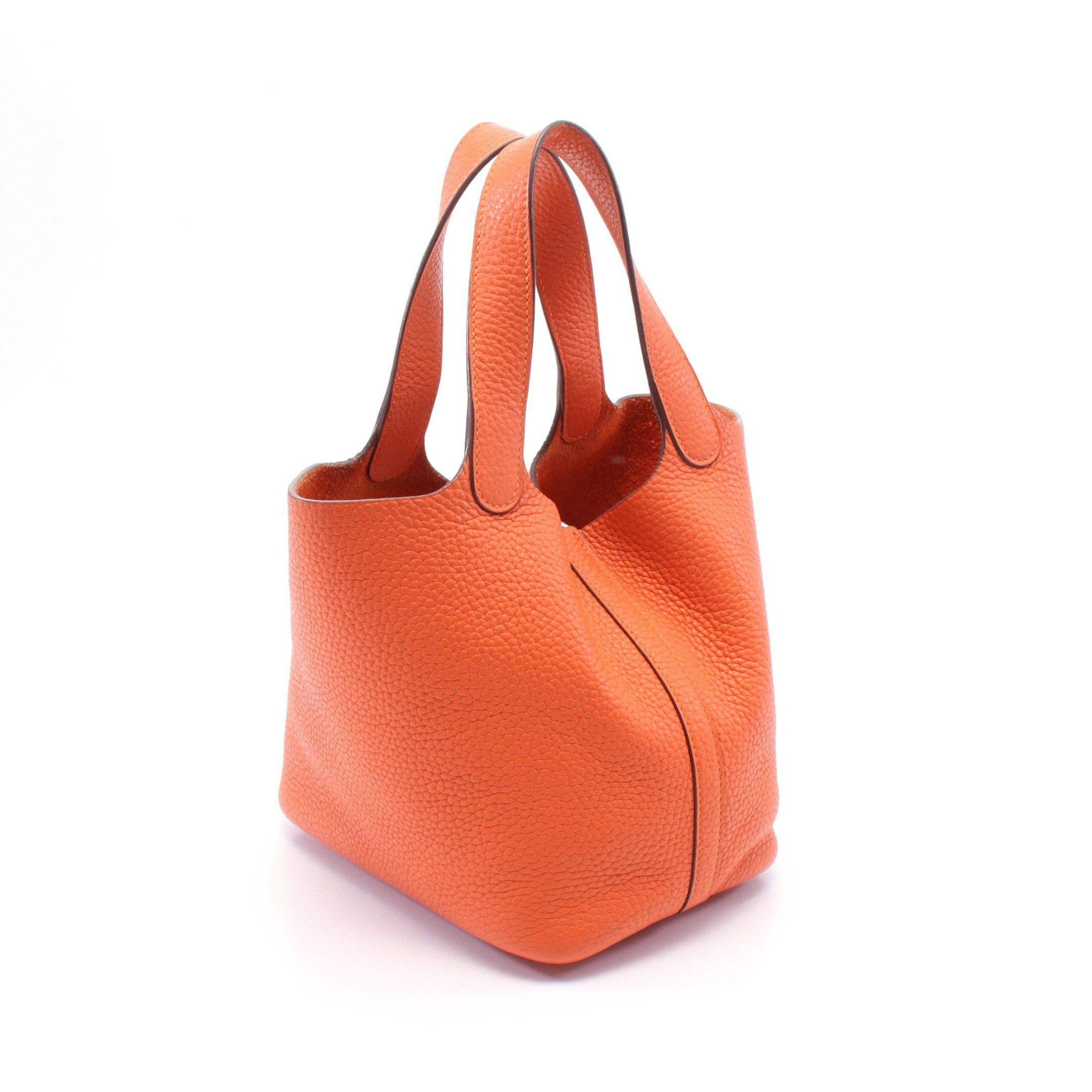 Hermes Hermes Picotan Lock Pm Handbag Clemence Leather Orange Silver Hardware T Stamp Size ONE SIZE - 2 Thumbnail