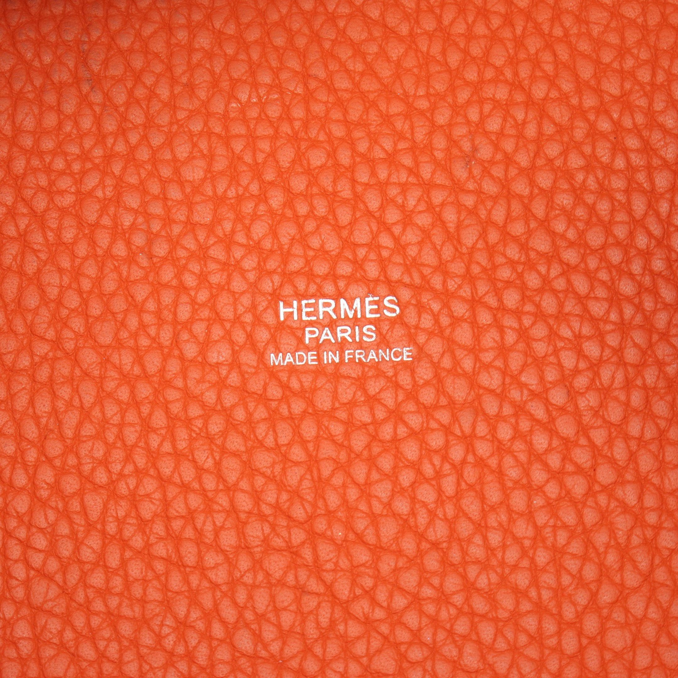 Hermes Hermes Picotan Lock Pm Handbag Clemence Leather Orange Silver Hardware T Stamp Size ONE SIZE - 4 Thumbnail