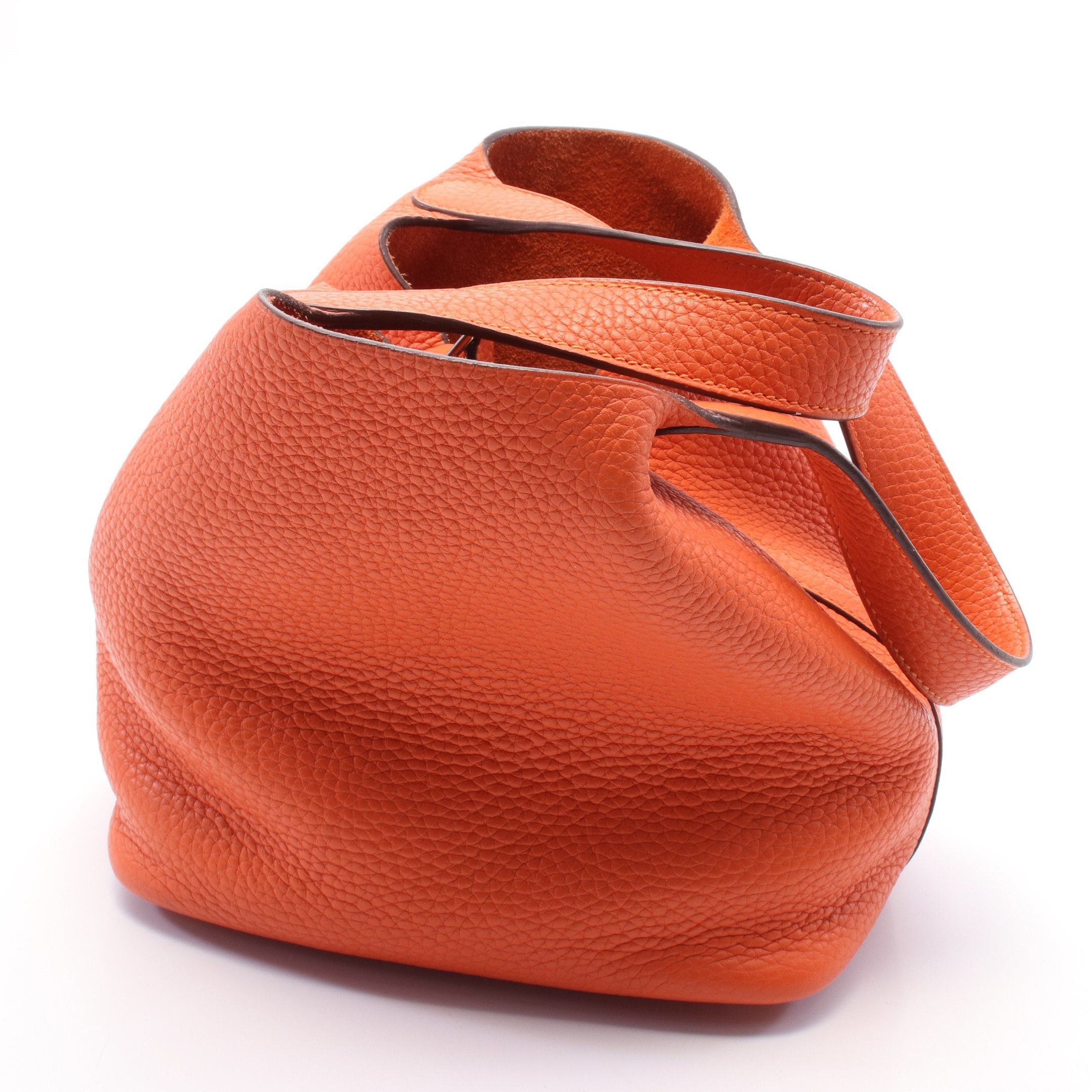 Hermes Hermes Picotan Lock Pm Handbag Clemence Leather Orange Silver Hardware T Stamp Size ONE SIZE - 9 Thumbnail