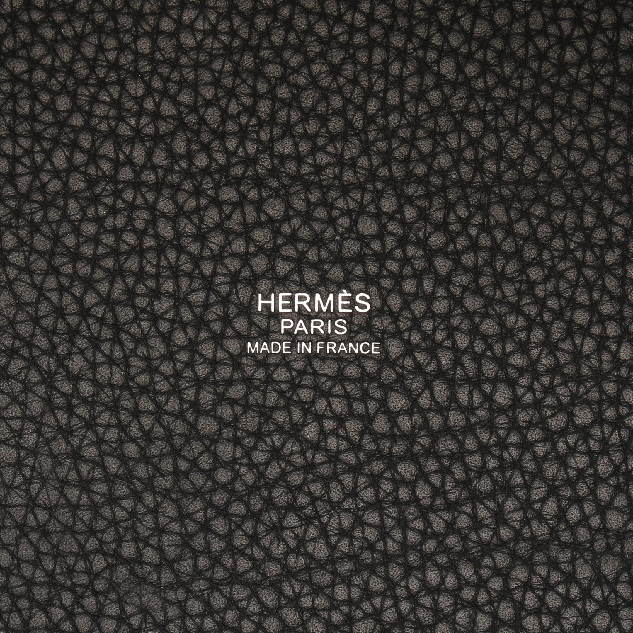 Hermes Hermes Picotane Lock Mm Handbag Clemence Leather Black Silver Hardware C Engraved Size ONE SIZE - 4 Thumbnail