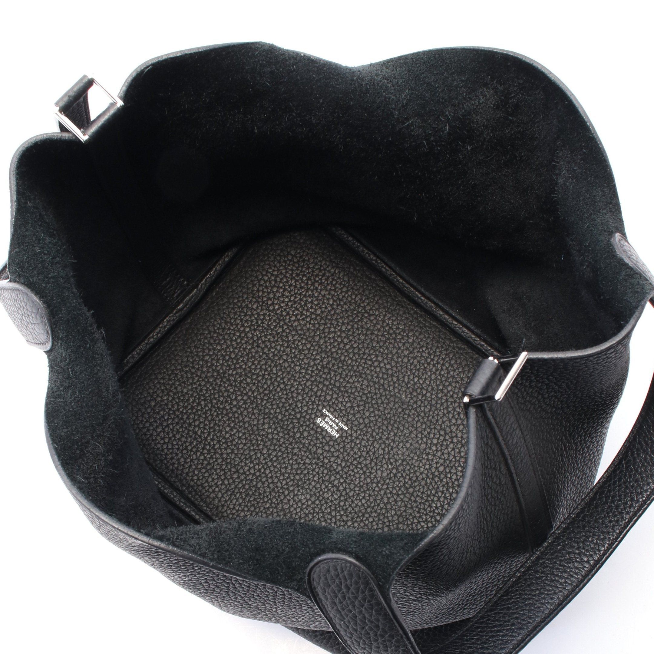 Hermes Hermes Picotane Lock Mm Handbag Clemence Leather Black Silver Hardware C Engraved Size ONE SIZE - 3 Thumbnail