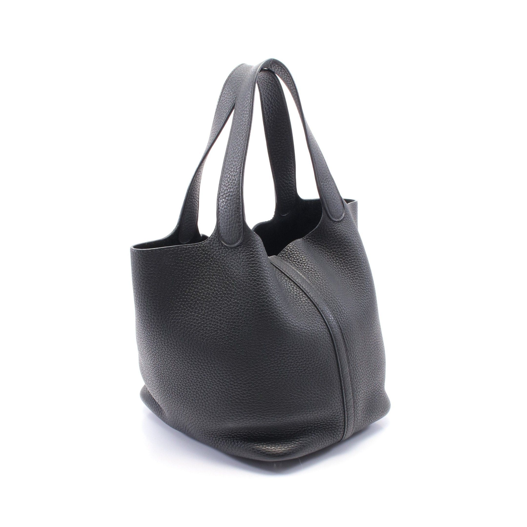 Hermes Hermes Picotane Lock Mm Handbag Clemence Leather Black Silver Hardware C Engraved Size ONE SIZE - 2 Thumbnail