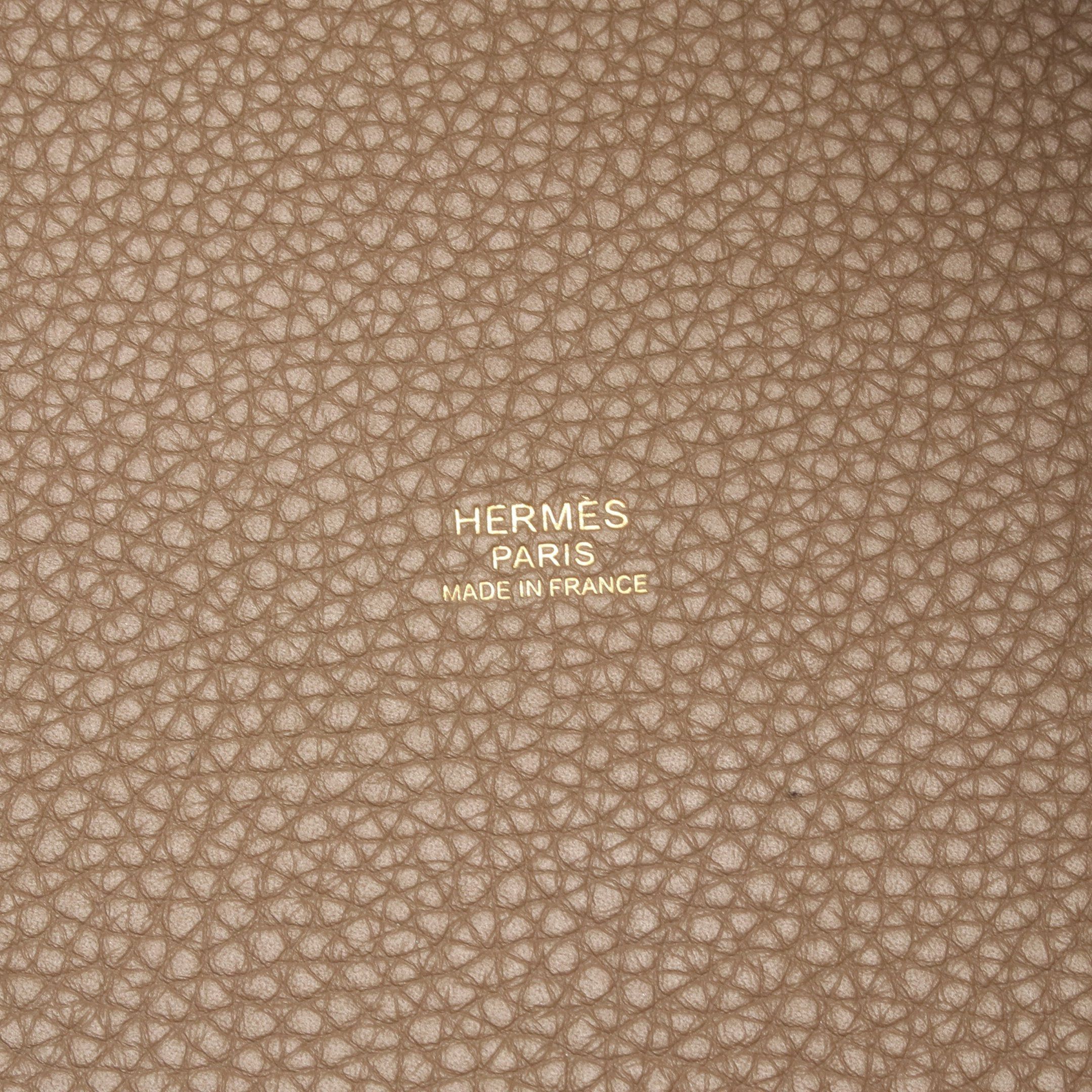 Hermes Hermes Picotane Lock Mm Etoupe Handbag Clemence Leather Gray Brown Gold Hardware Y Stamp Size ONE SIZE - 4 Thumbnail