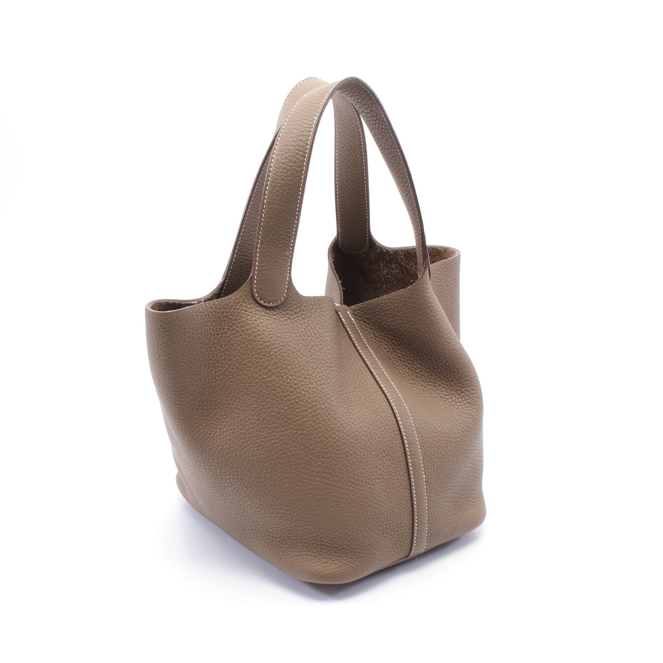 Hermes Hermes Picotane Lock Mm Etoupe Handbag Clemence Leather Gray Brown Gold Hardware Y Stamp Size ONE SIZE - 2 Thumbnail