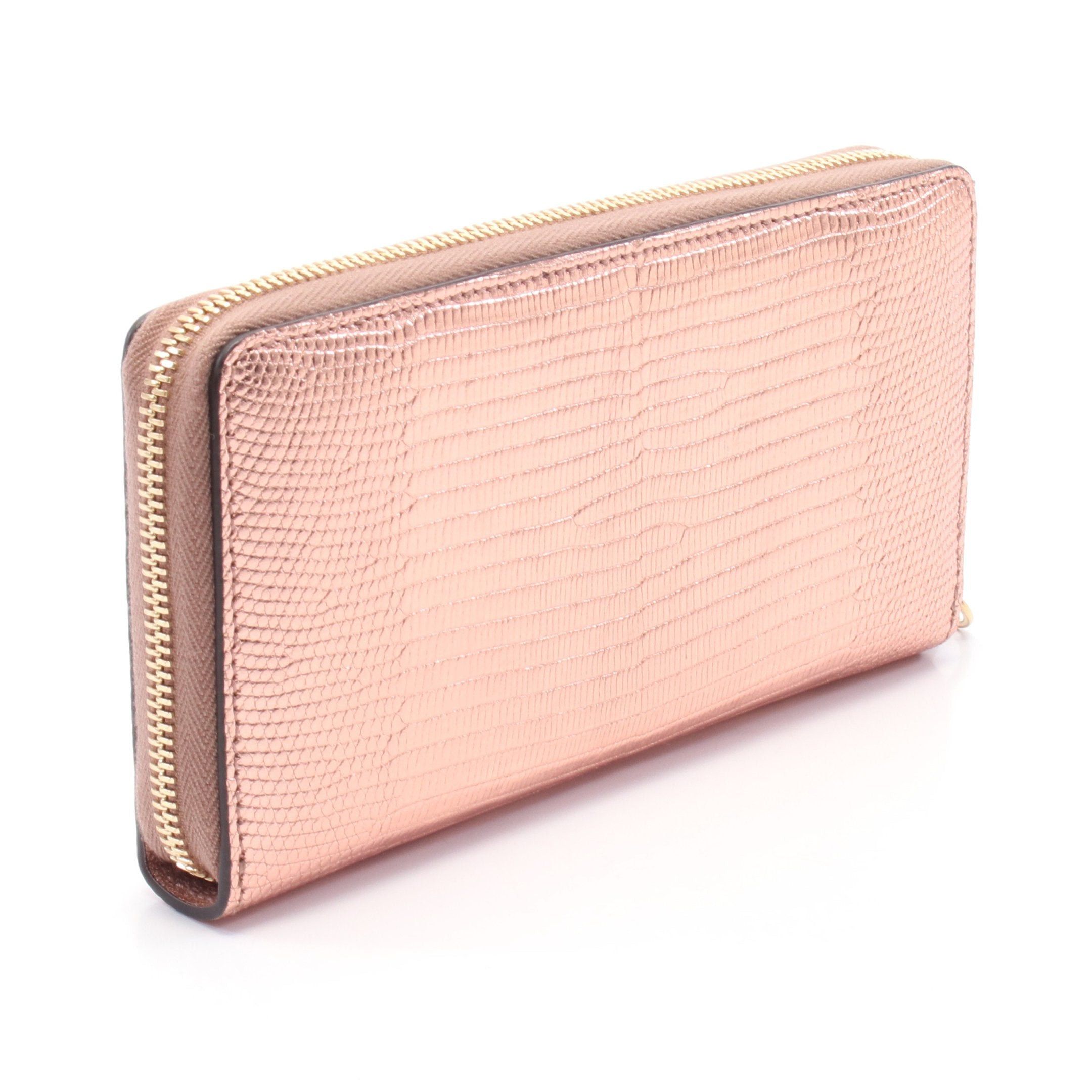 Gucci Gucci Petite Marmont Gg Round Zipper Long Wallet Leather Pink Metallic Size ONE SIZE - 2 Thumbnail
