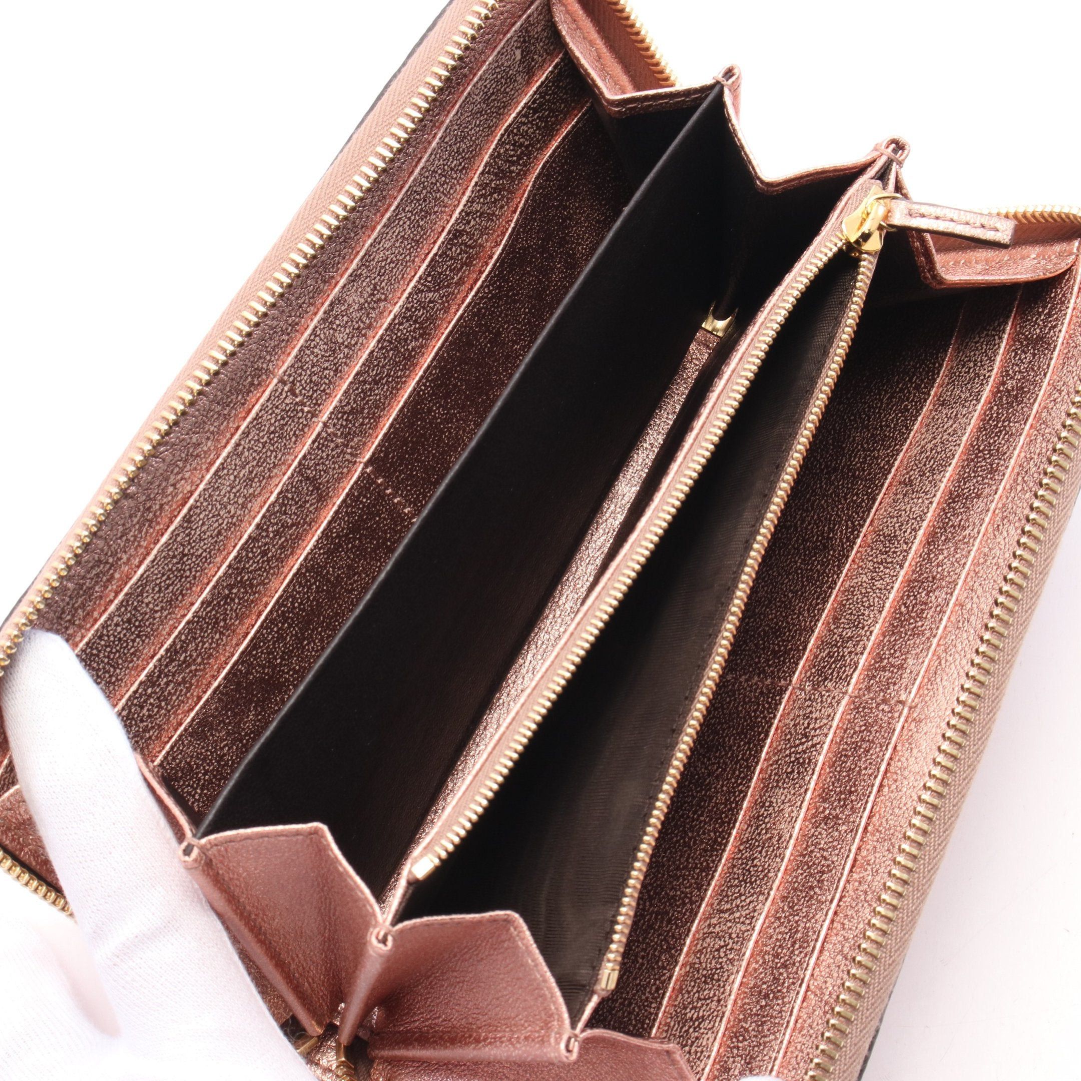 Gucci Gucci Petite Marmont Gg Round Zipper Long Wallet Leather Pink Metallic Size ONE SIZE - 3 Thumbnail