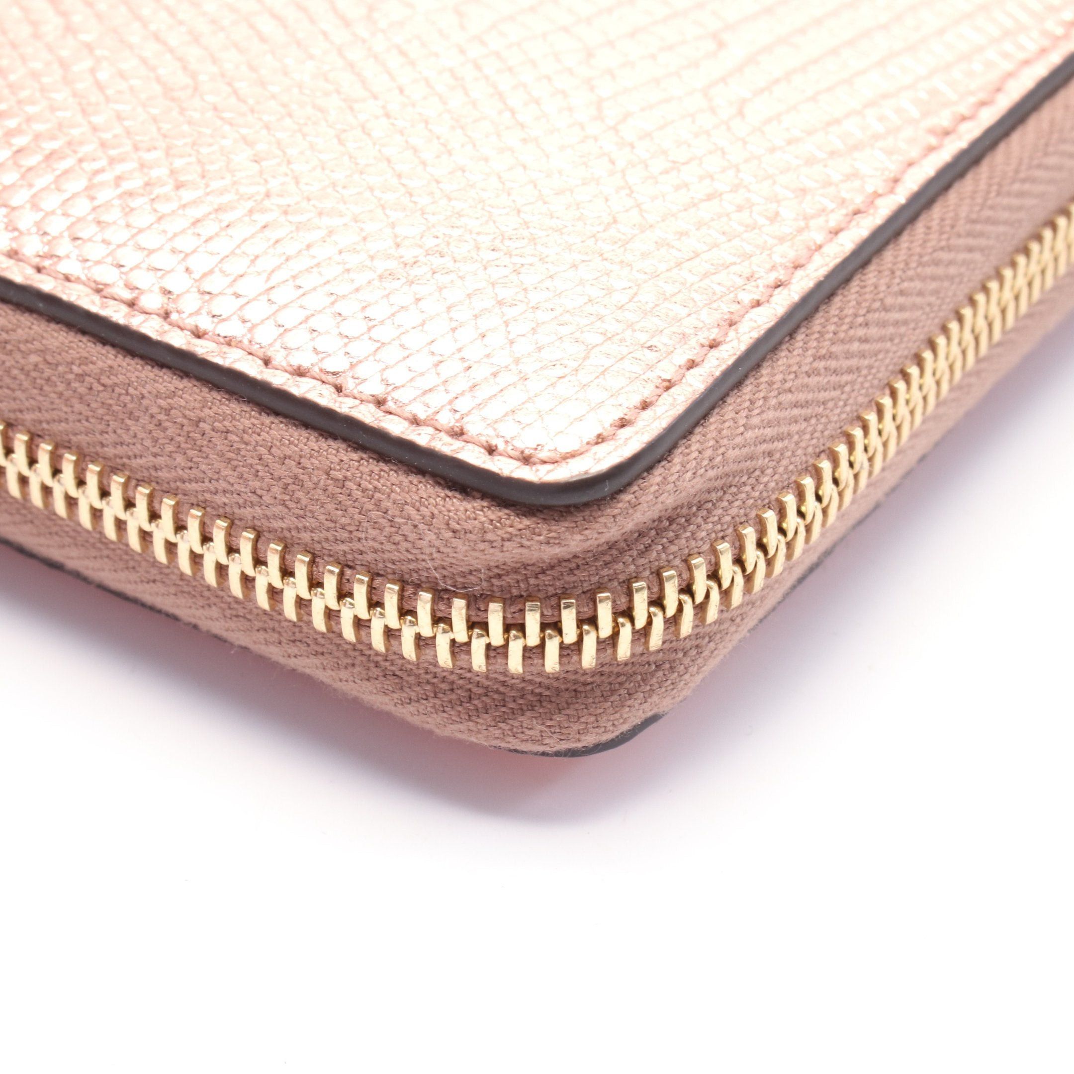 Gucci Gucci Petite Marmont Gg Round Zipper Long Wallet Leather Pink Metallic Size ONE SIZE - 6 Thumbnail