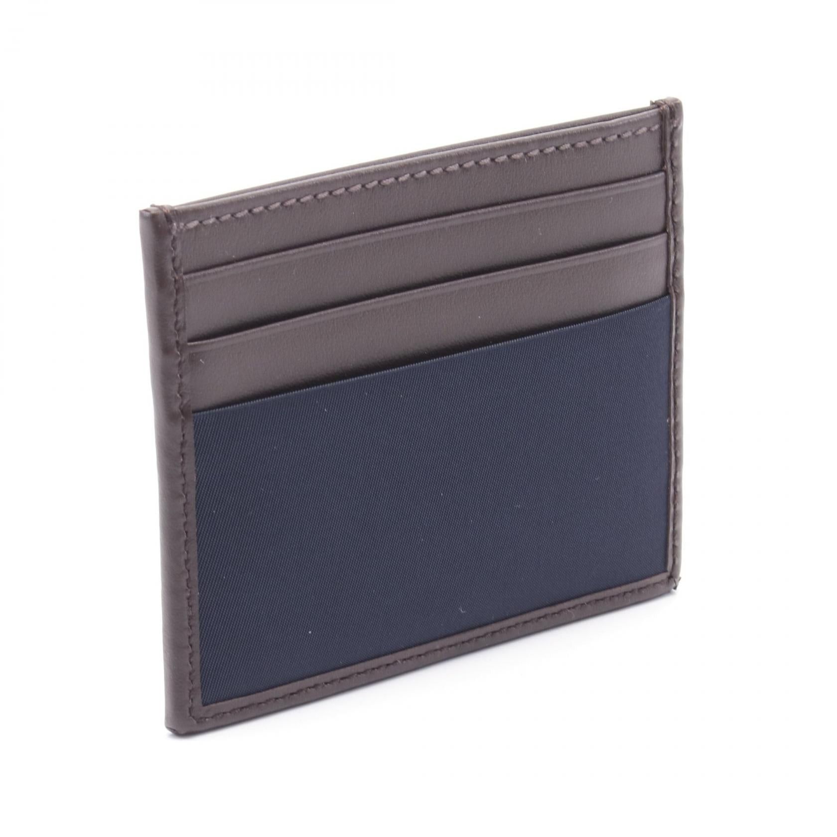 Prada Prada Card Case Leather Nylon Brown Navy Size ONE SIZE - 2 Thumbnail