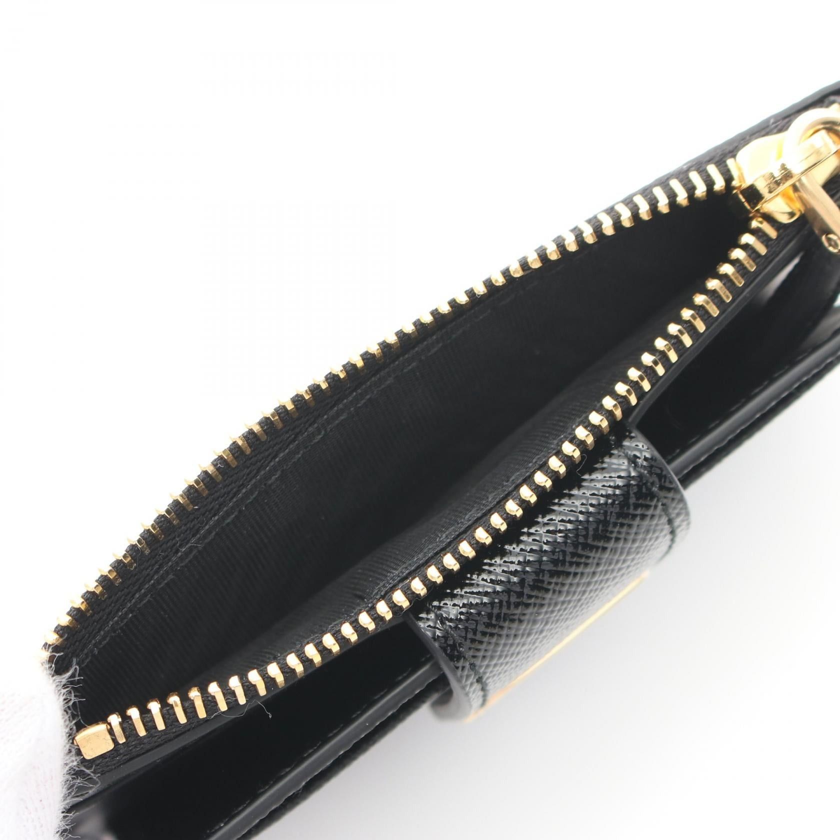 Prada Prada Saffiano Tab Lu Coin Purse Leather Black Size ONE SIZE - 3 Thumbnail