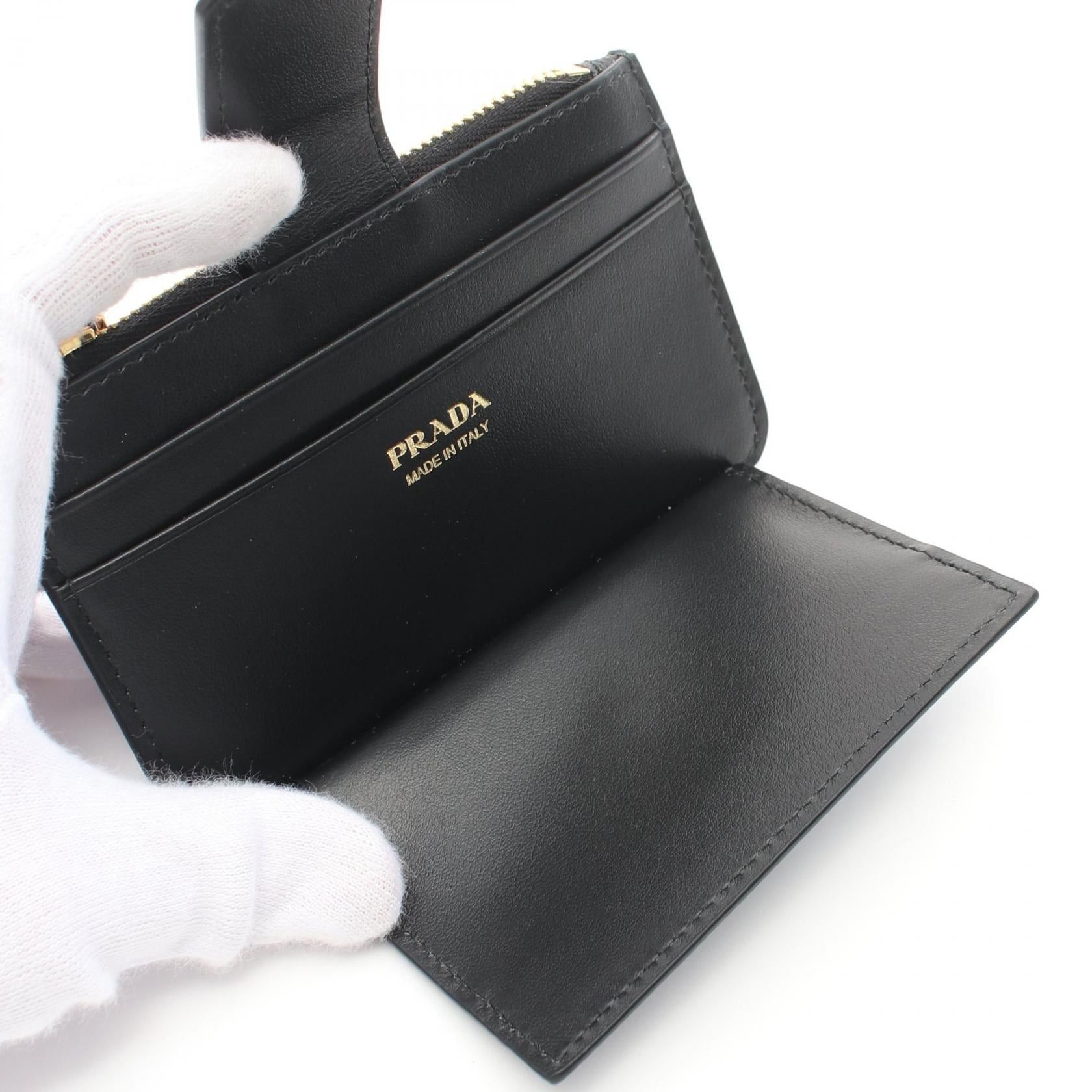 Prada Prada Saffiano Tab Lu Coin Purse Leather Black Size ONE SIZE - 4 Thumbnail