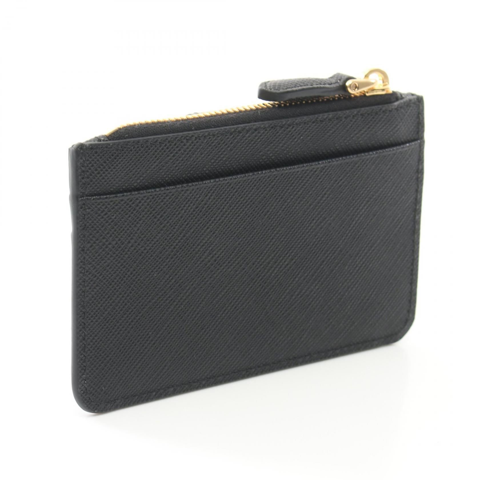 Prada Prada Saffiano Tab Lu Coin Purse Leather Black Size ONE SIZE - 2 Thumbnail