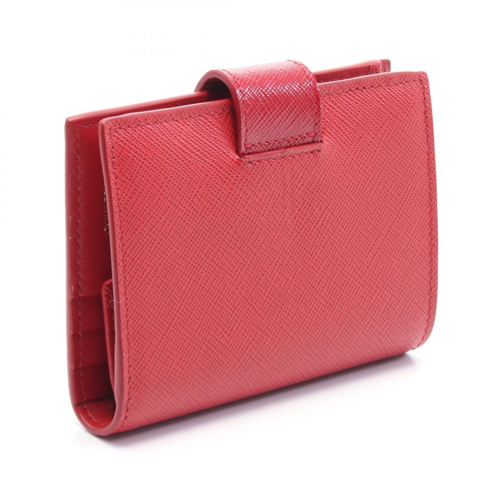 Prada Prada City Saffiano L Cahier Bi-Fold Wallet Leather Red Size ONE SIZE - 2 Thumbnail