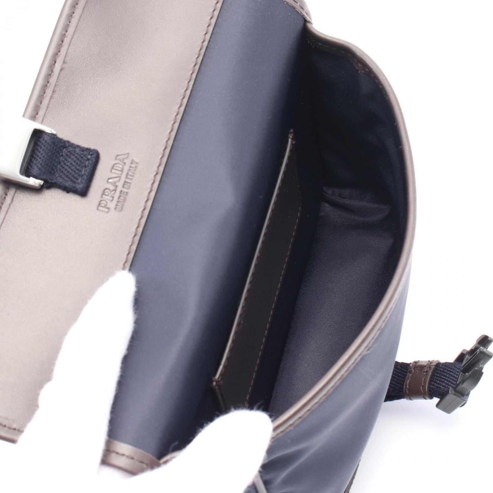 Prada Prada Re Nylon Shoulder Bag Suede Leather Navy Brown Size ONE SIZE - 3 Thumbnail