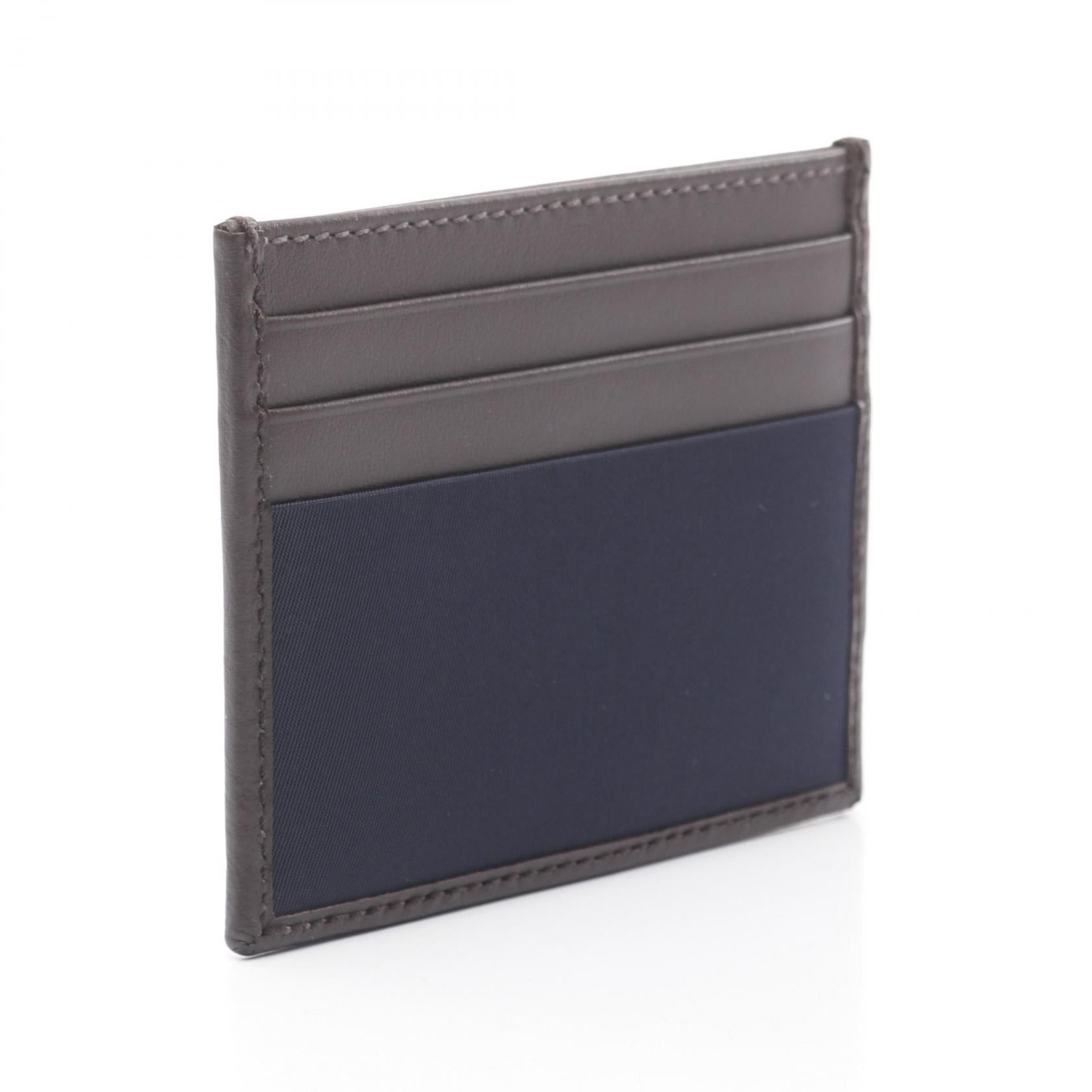 Prada Prada Re-Nylon Tessuto Camos Card Case Leather Nylon Navy Brown Size ONE SIZE - 2 Thumbnail