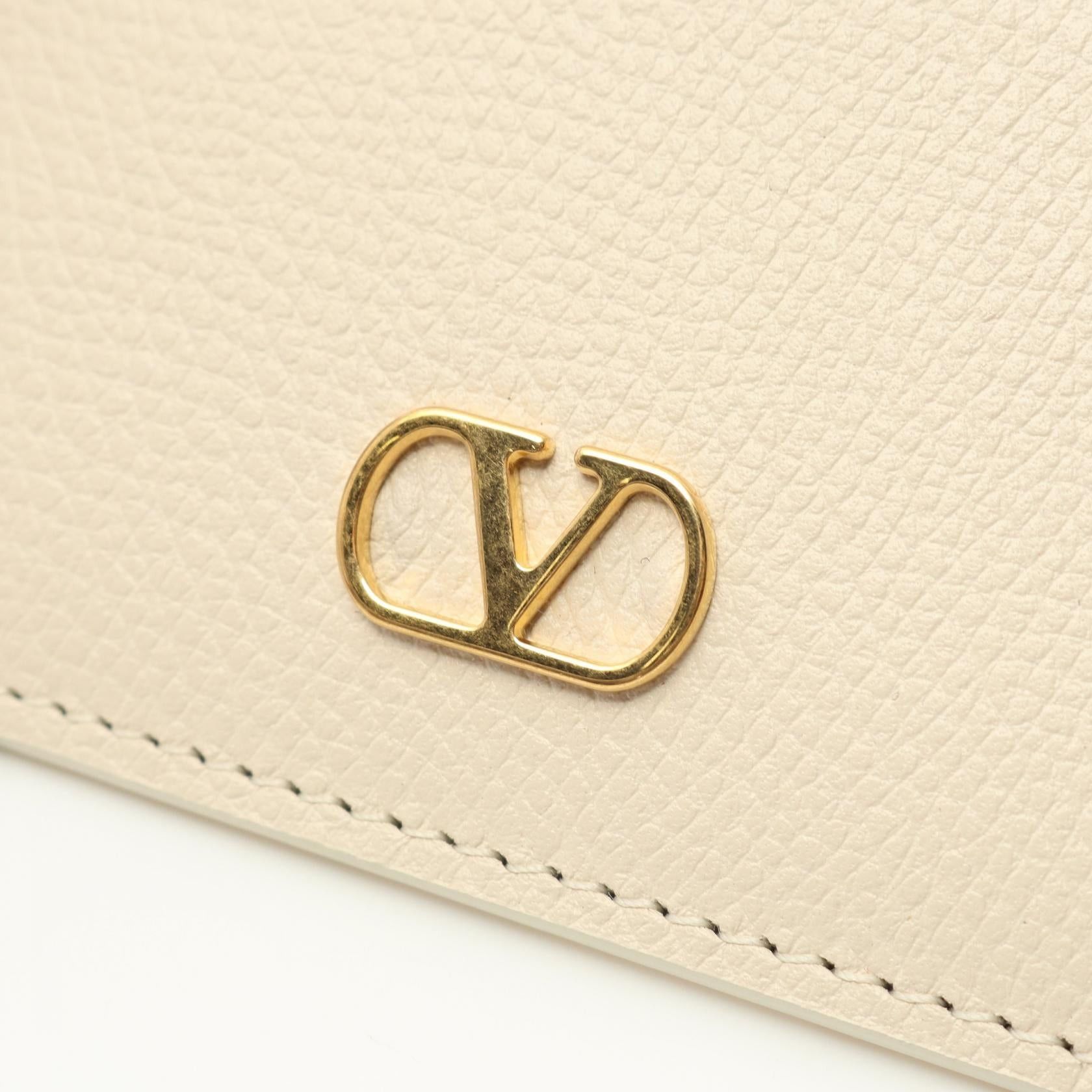 Valentino Valentino V Logo Signature Card Case Leather Ivory Size ONE SIZE - 5 Thumbnail